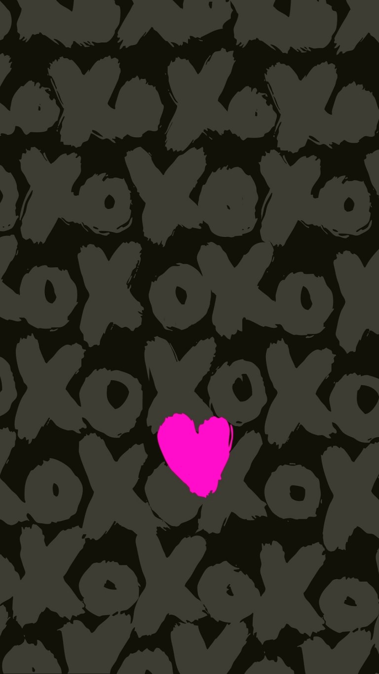 XOXO Valentines Love Heart Black Grey HD Wallpaper