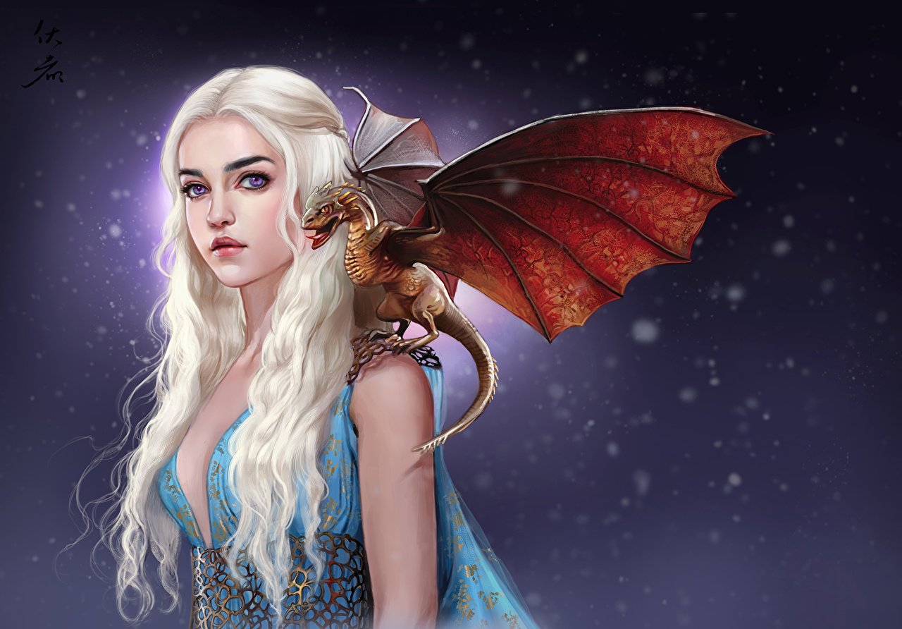 image Game of Thrones Daenerys Targaryen dragon Blonde girl Hair