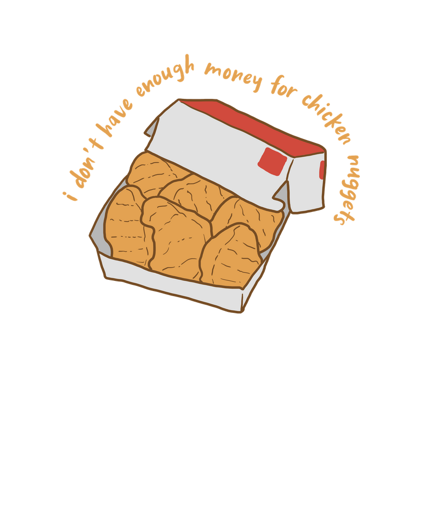 I Don't Have Enough Money For Chicken Nuggets Sticker by Artin' Barton. Chicken nuggets, Nugget, Red bubble stickers