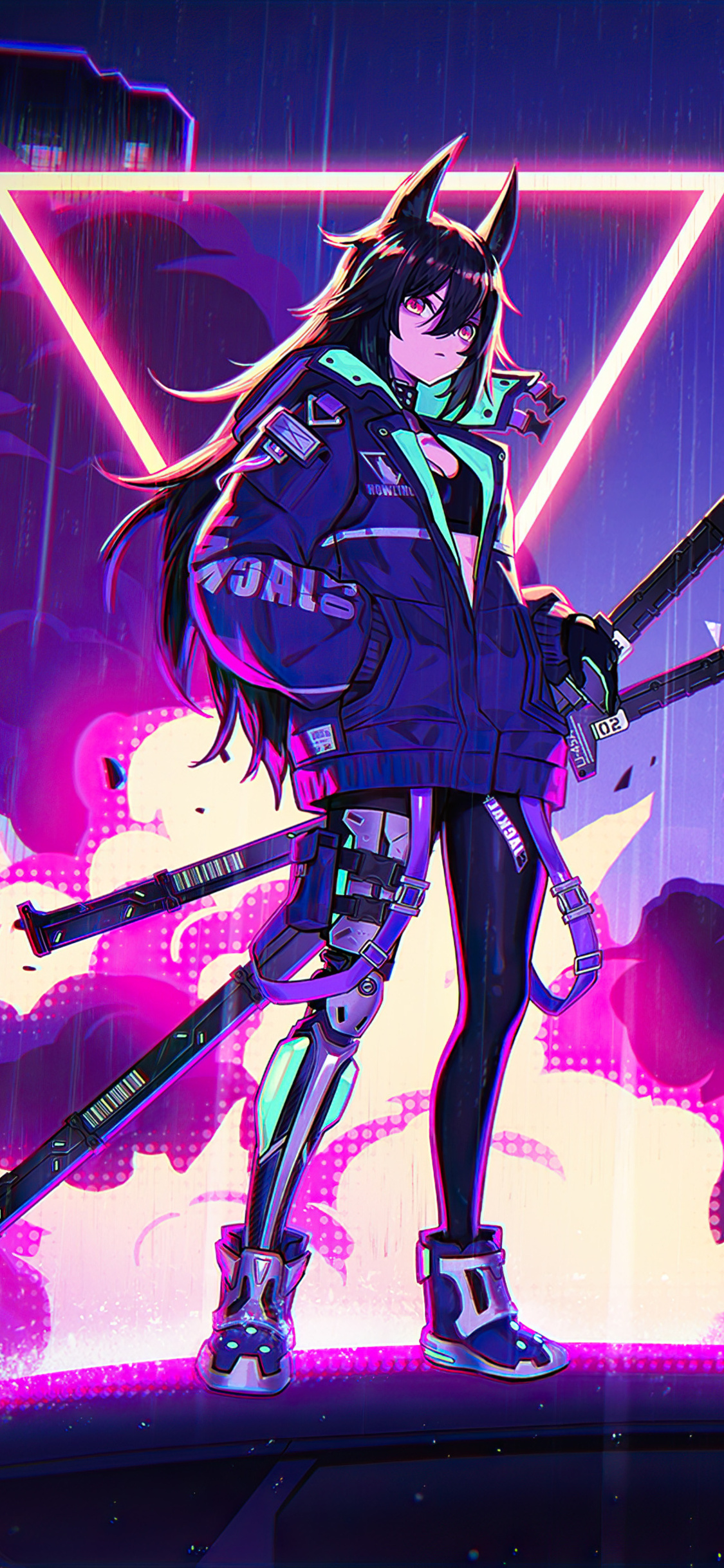 Katana Anime Girl Neon 4k iPhone XS, iPhone iPhone X HD 4k Wallpaper, Image, Background, Photo and Picture