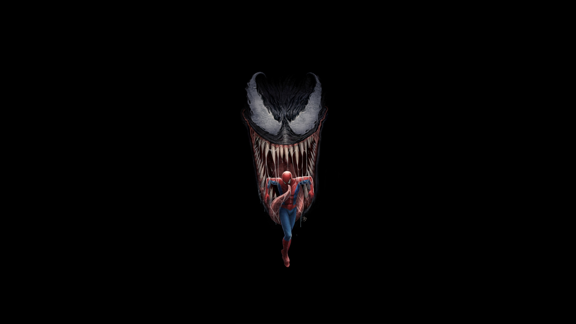 Download Spider Man And Venom, Minimal, Artwork Wallpaper, 1920x1080, Full HD, HDTV, FHD, 1080p