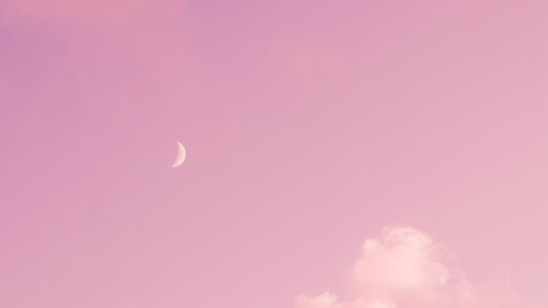 Download wallpaper 1920x1080 moon, pink, clouds, sky full hd, hdtv, fhd, 1080p HD background