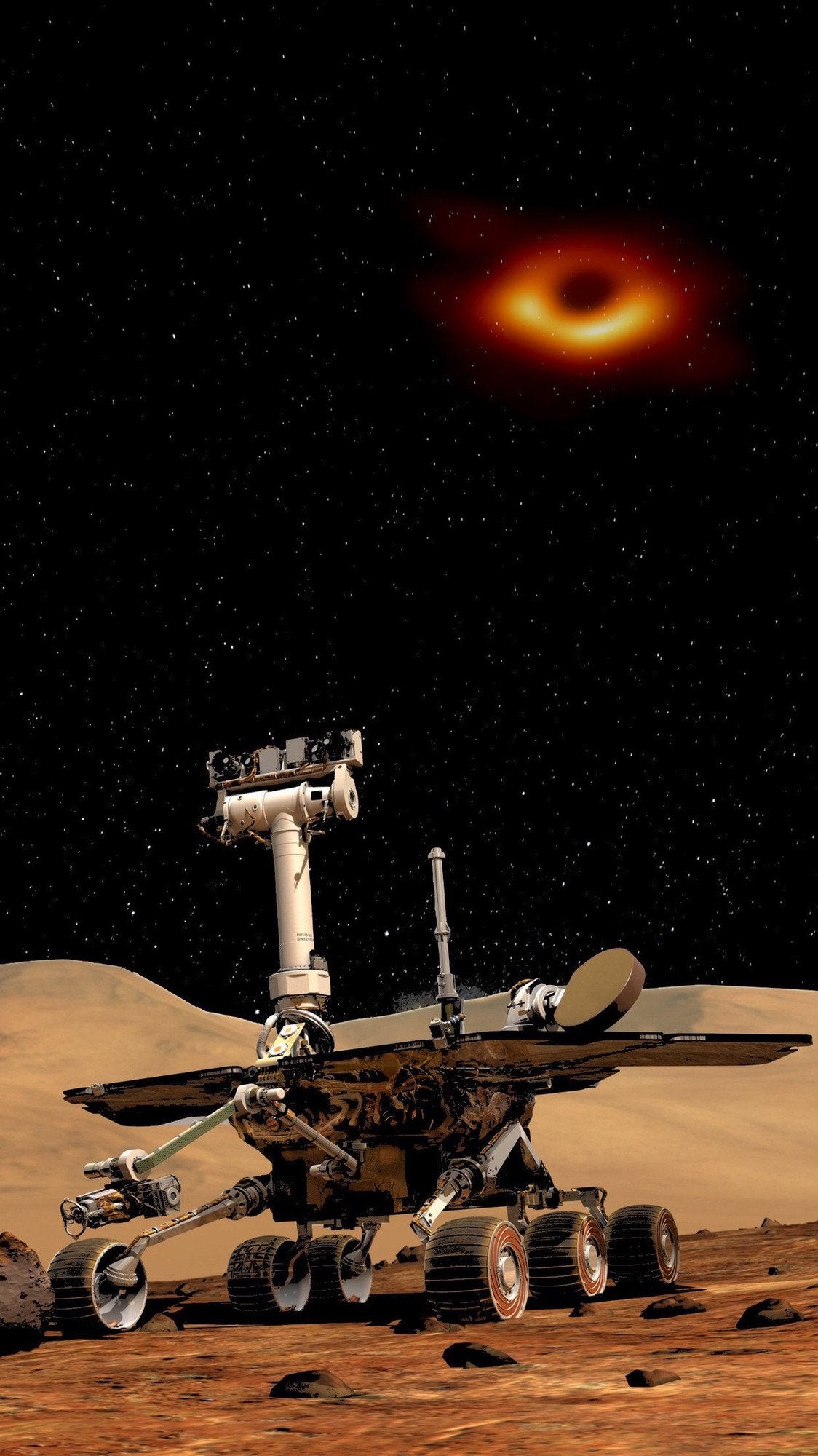 Opportunity Mars Rover with the black hole. iPhone X Wallpaper X Wallpaper HD