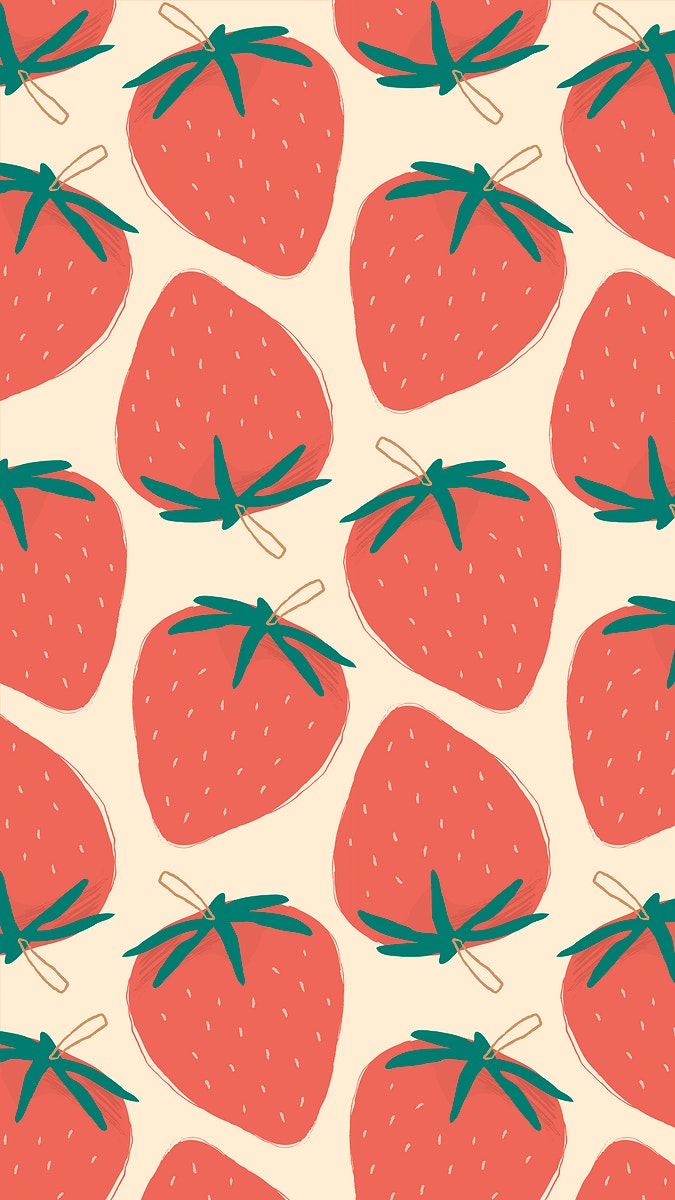 Psd hand drawn strawberry pattern