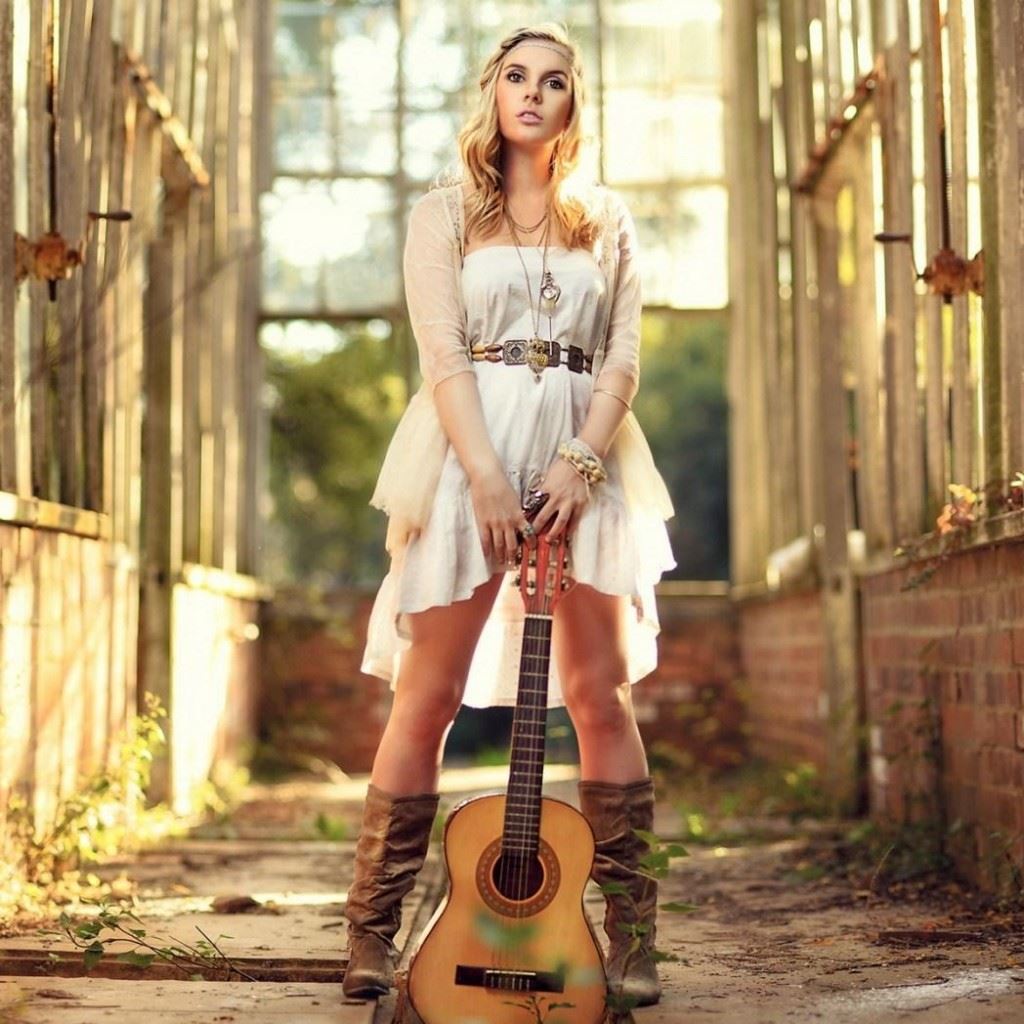 Girl Music Guitar iPad Wallpaper Free Download