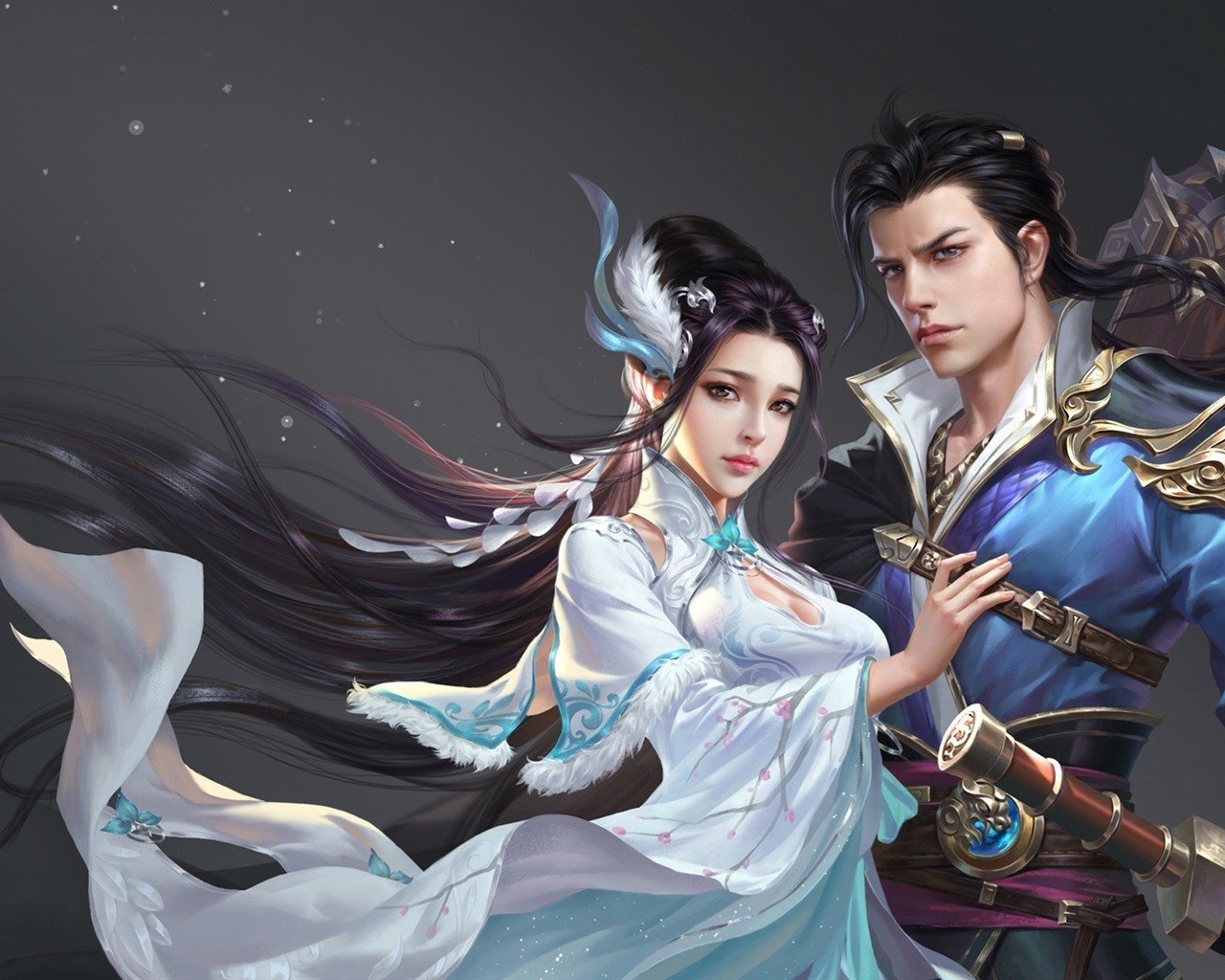 Wallpaper Fantasy Chinese girl and boy, art picture 1920x1080 Full HD 2K Picture, Image