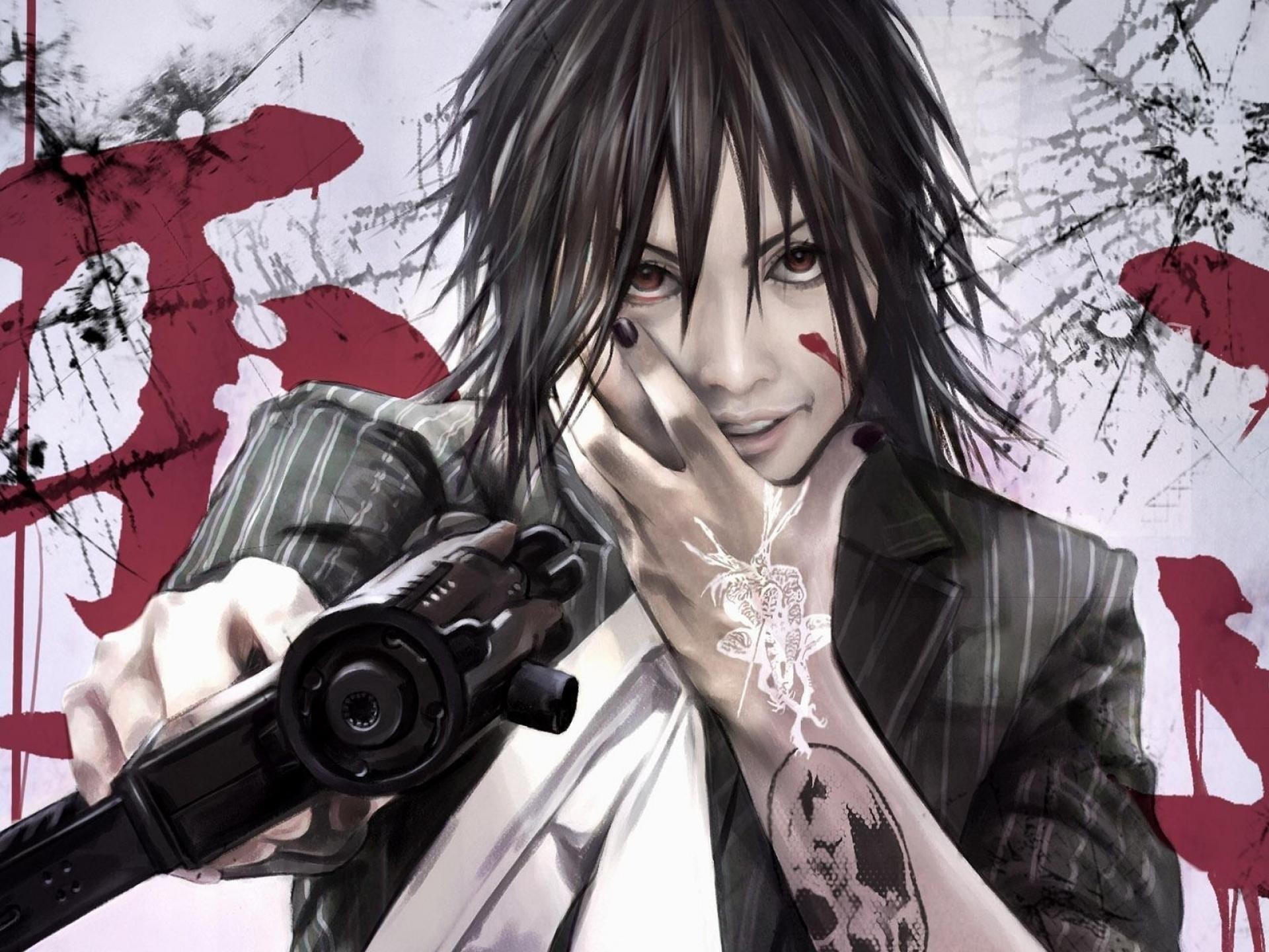 Free Download Wallpaper Anime Girl With Gun Tattoo Boy With Guns HD Wallpaper