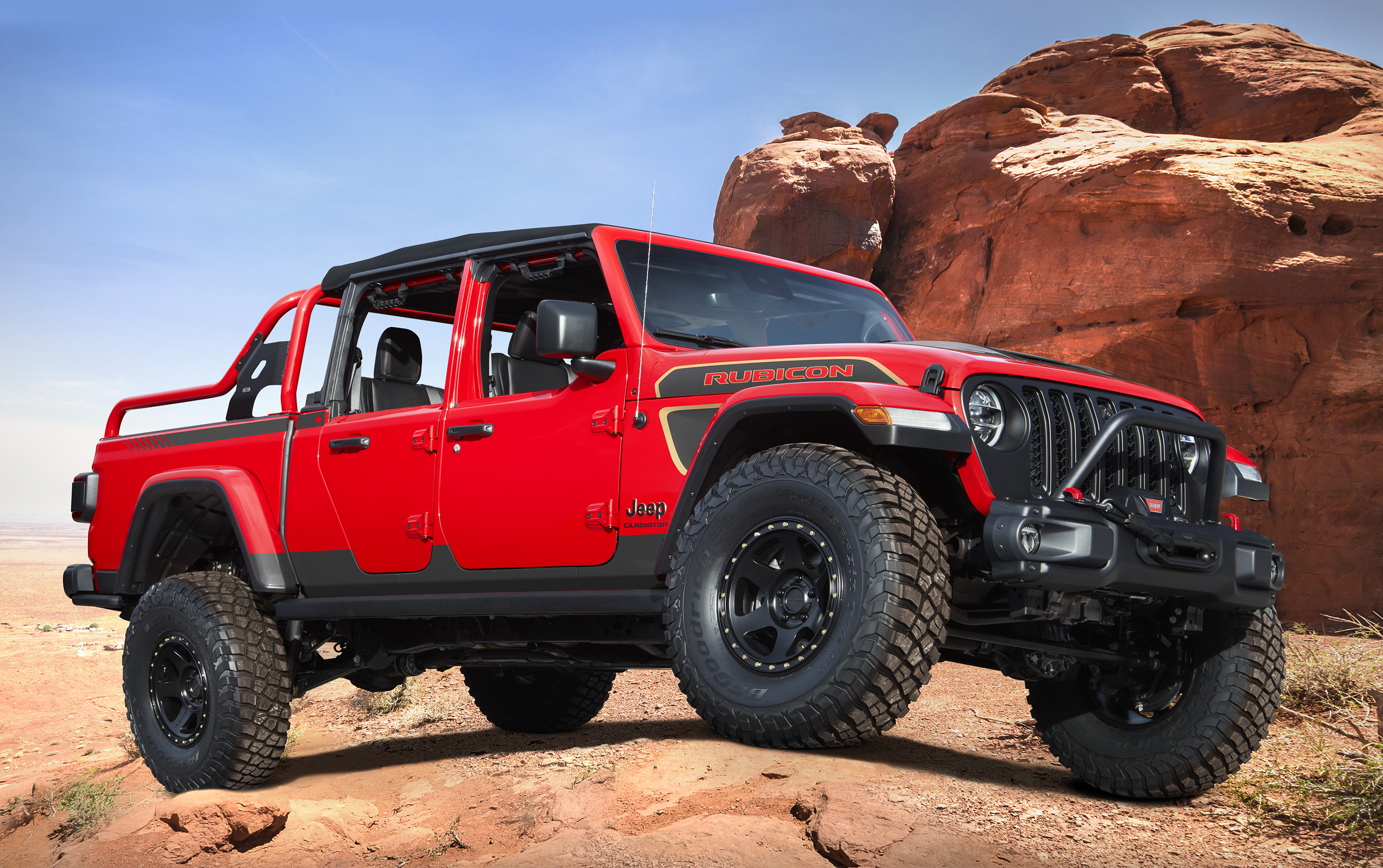 Jeep Red Bare Gladiator Rubicon 2021 720P HD 4k Wallpaper, Image, Background, Photo and Picture