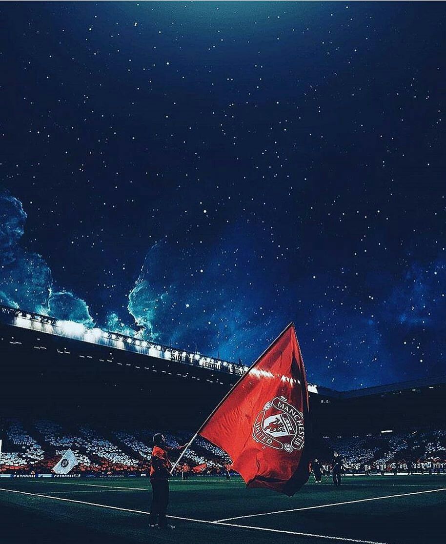 Manchester United flag. Old Trafford. Olahraga, Sepak bola, Gambar sepak bola