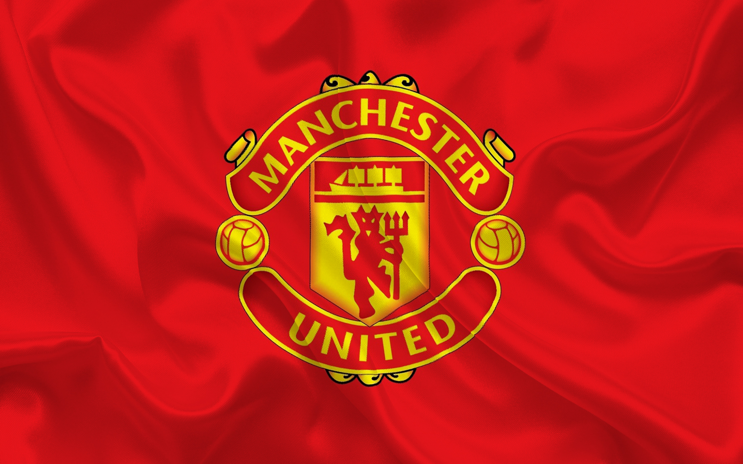 Download wallpaper Manchester United, flag, football club, MU, Premier League, England, Manchester United emblem for desktop with resolution 2560x1600. High Quality HD picture wallpaper