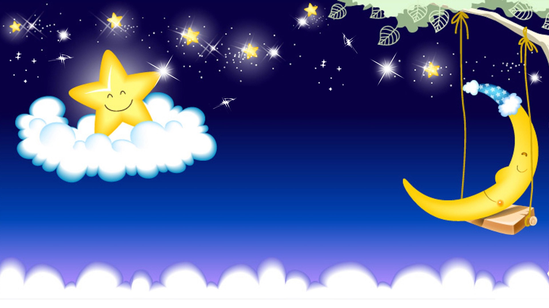 cartoon moon and stars background
