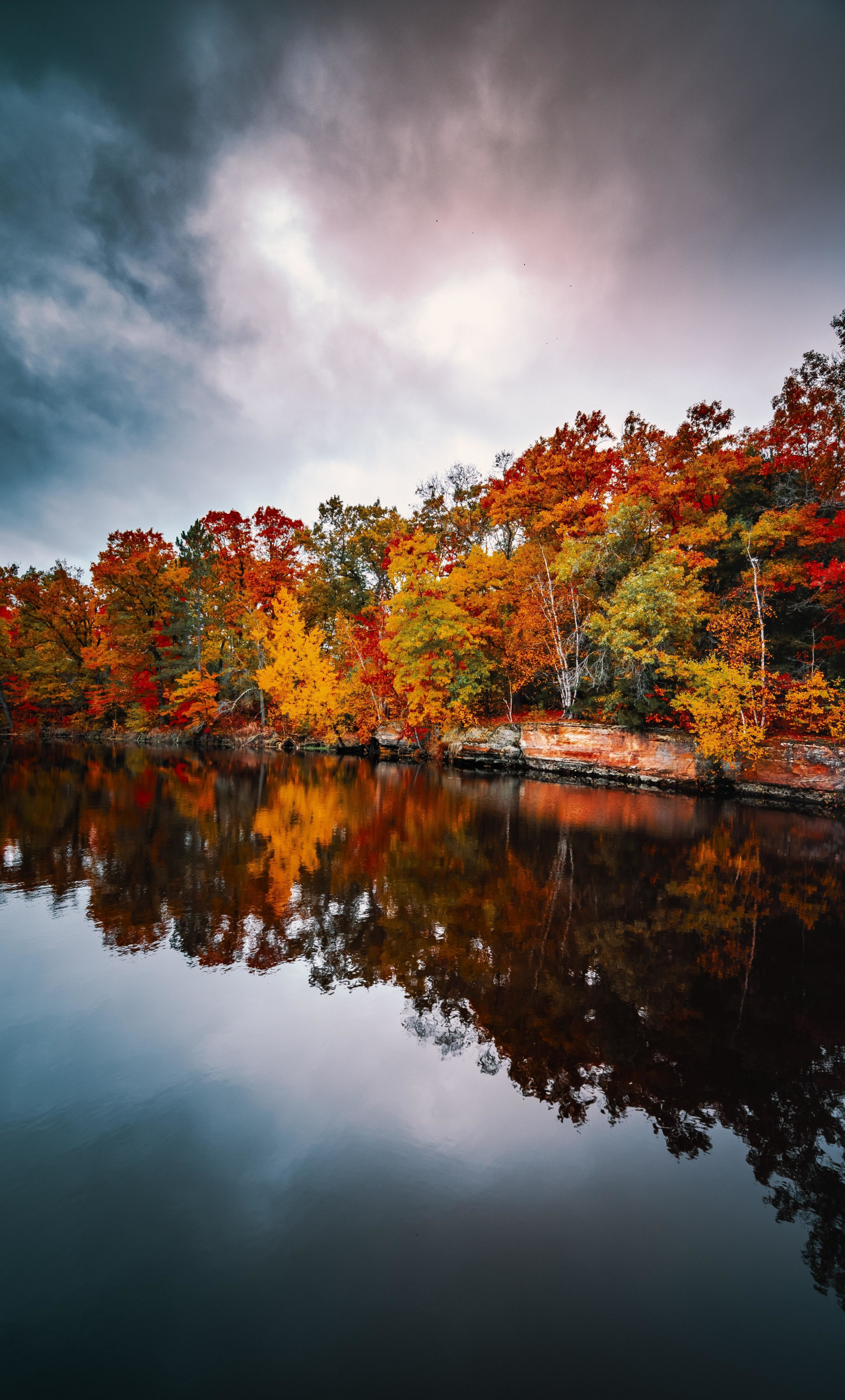 Download 1280x2120 wallpaper autumn, lake, nature, reflections, iphone 6 plus, 1280x2120 HD image, background, 25427