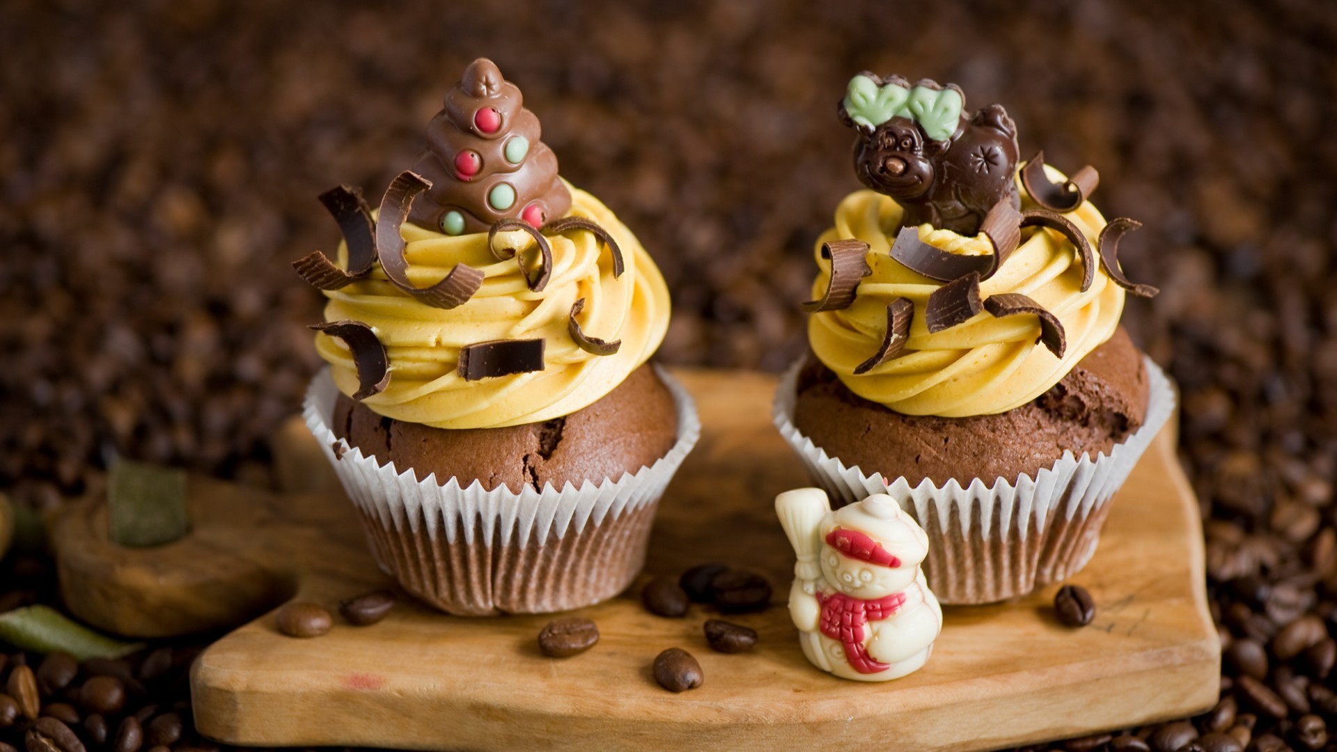 Wallpaper, food, cake, cupcakes, chocolate, dessert, icing, sweetness, produce, flavor, cupcake, buttercream 1920x1080