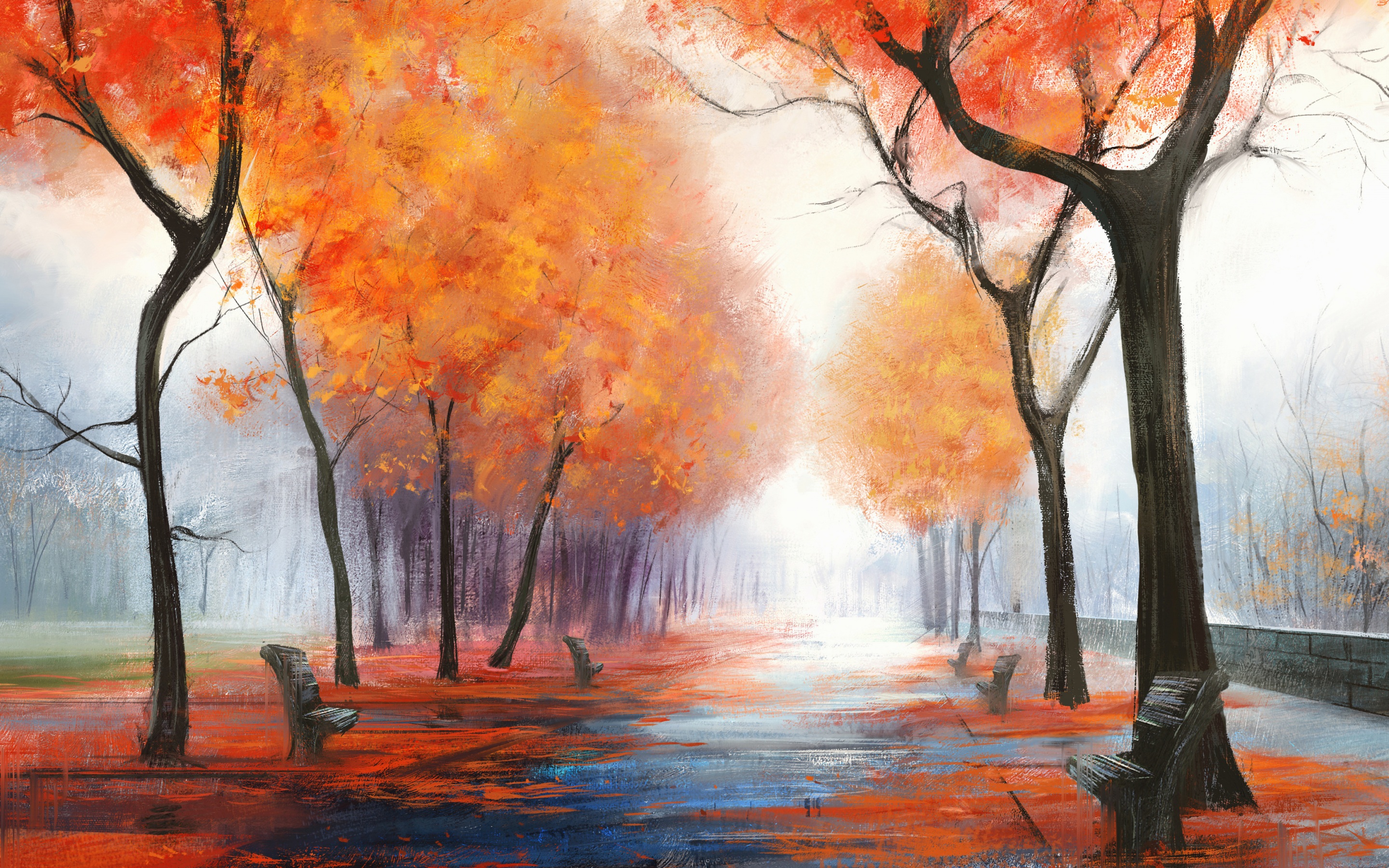 Wallpaper 4k Autumn Park Digital Art 4k Wallpaper