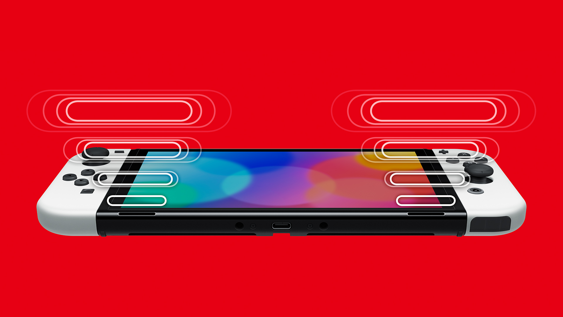 Nintendo UK Switch (OLED model)'s wide adjustable stand can be set to your preferred viewing angle for comfortable gameplay in tabletop mode