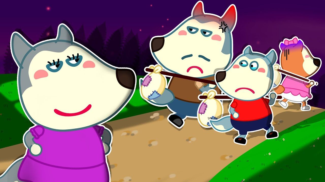 Wolf Family⭐️ No No, Please Come Back Home! Kids Stories about Family. Kids Cartoon. Funny cartoon gifs, Stories for kids, Cartoon kids