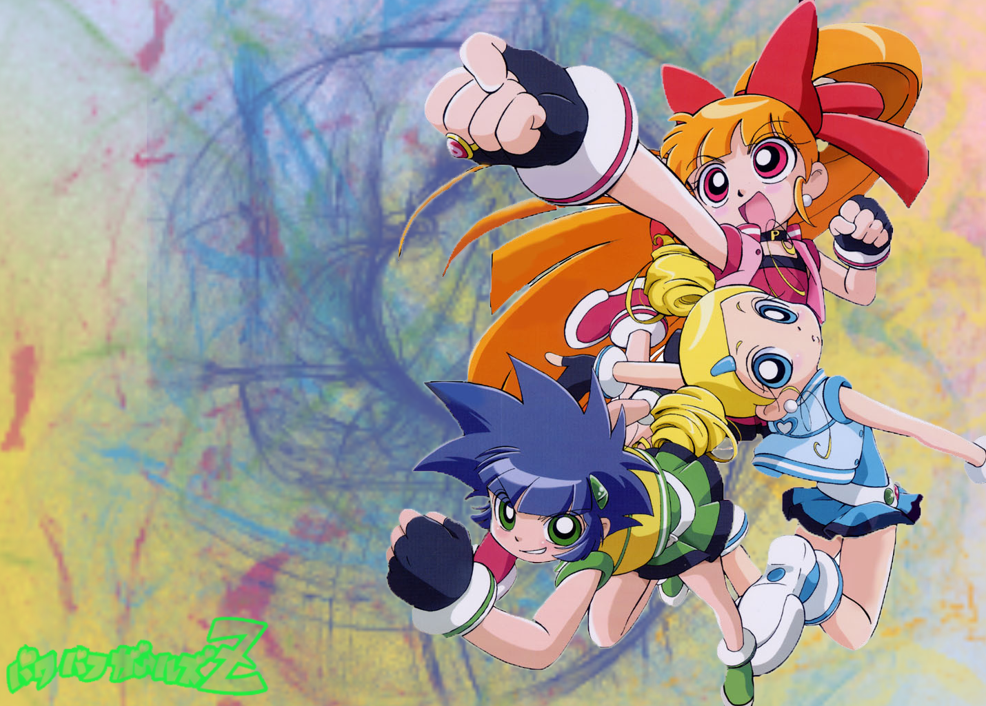 Demashita Powerpuff Girls Z anime wallpaper.png