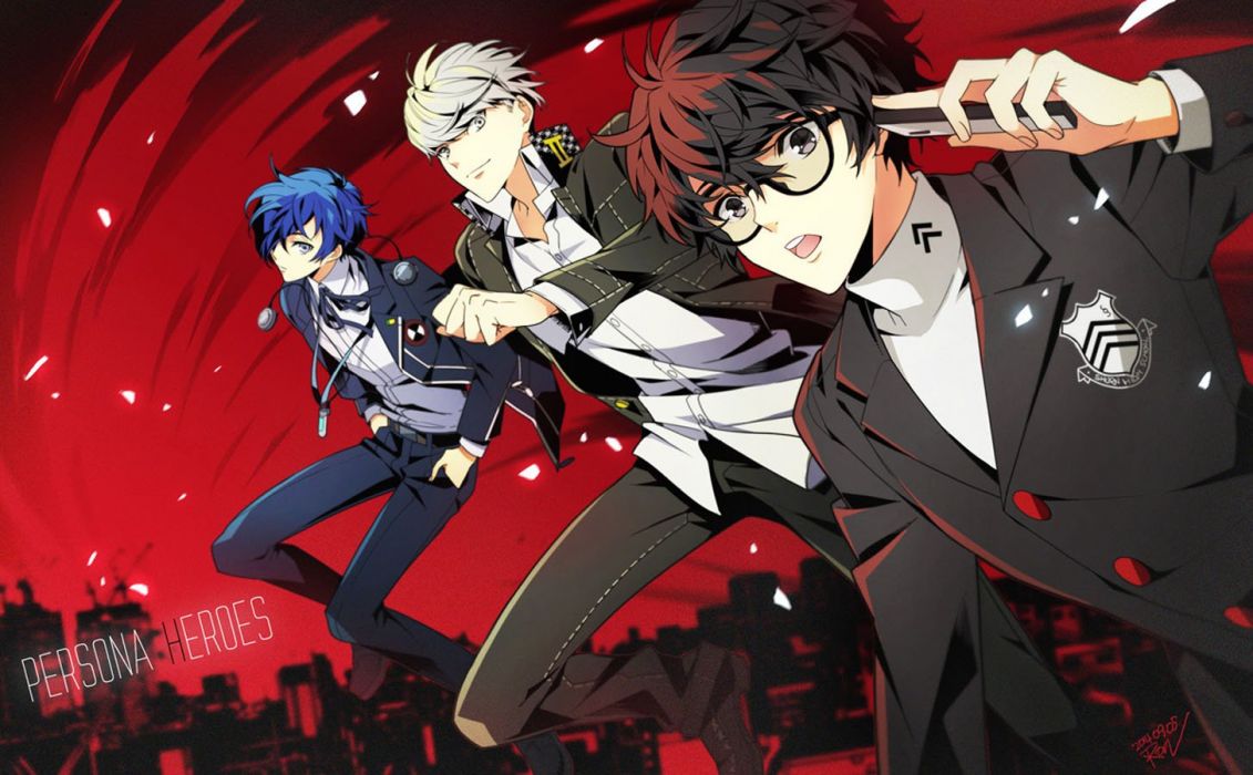 Anime male black eyes blue eyes blue hair glasses gray eyes gray hair male persona persona 3 persona 4 persona 5 phone seifuku shirt short hair uniform wallpaperx900