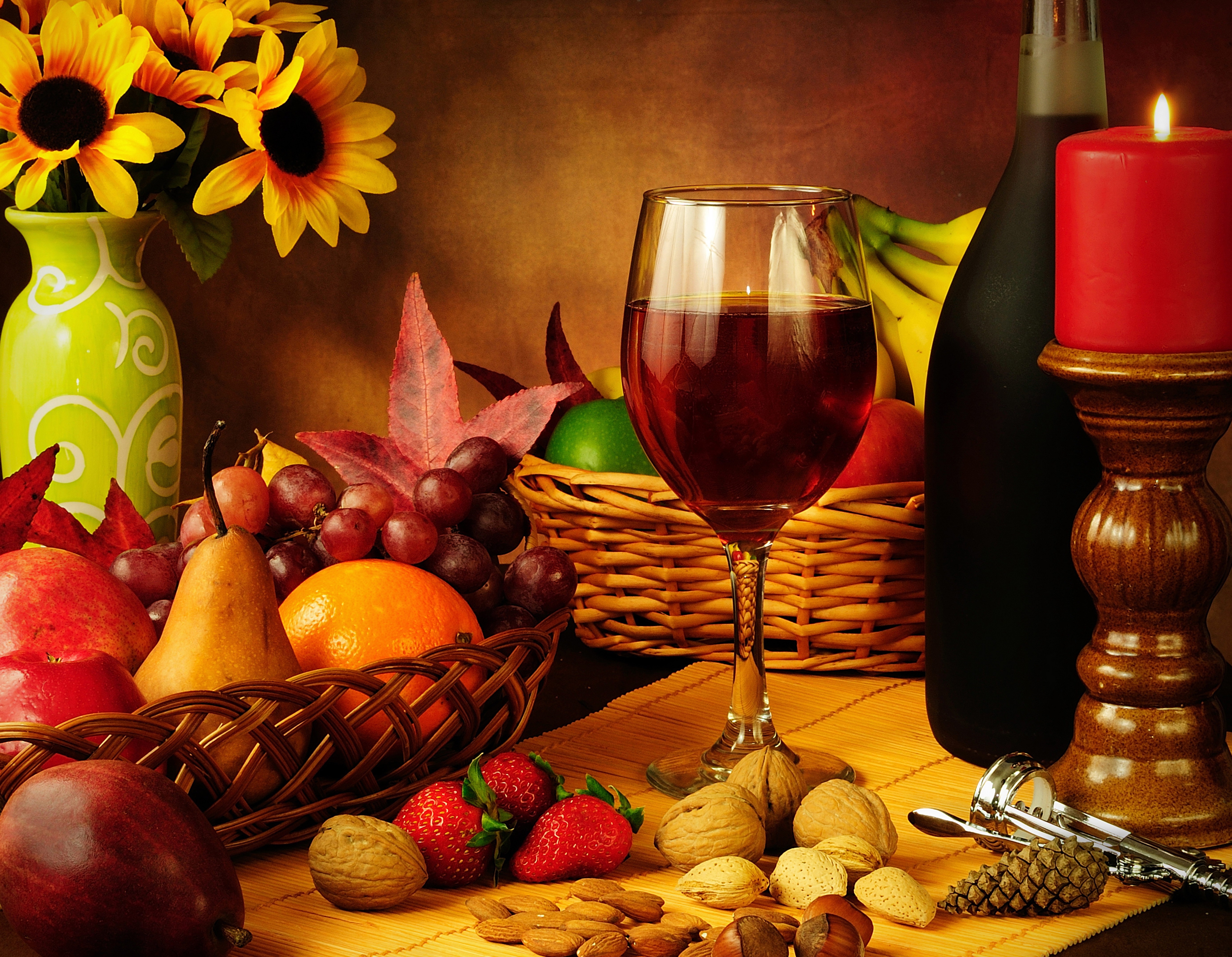 Wallpaper, wine, table, autumn, composition, food 5569x4328