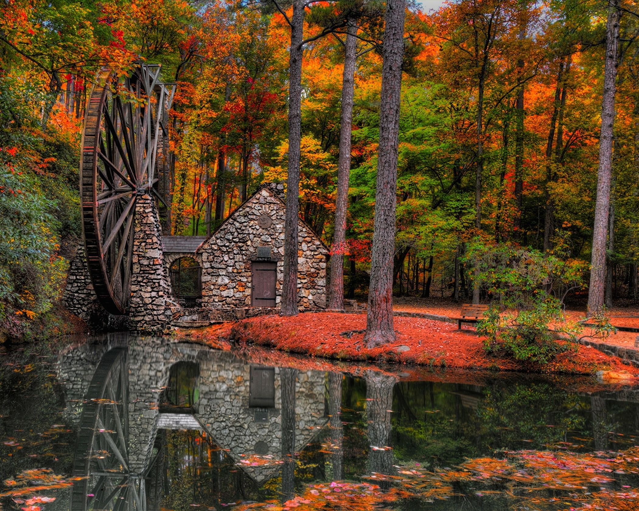 Autumn Water Mill Wallpaper. Free Autumn Downloads