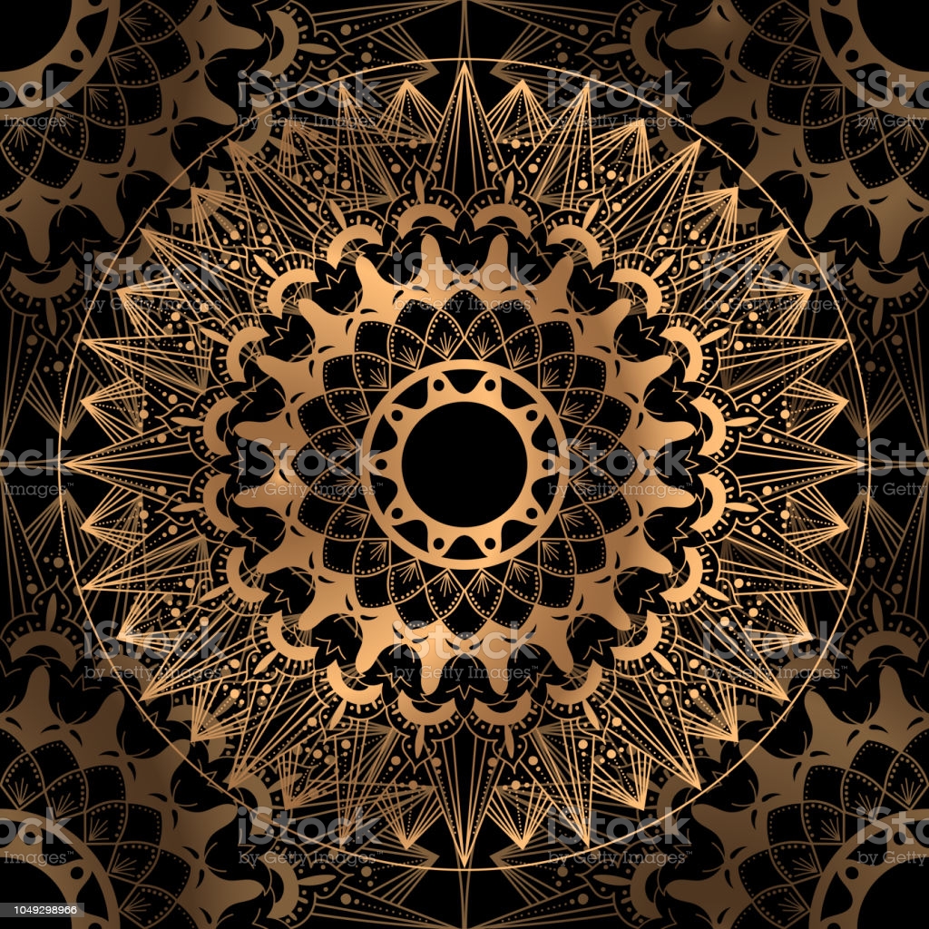 Golden Luxury Background Vector Gold Black Wedding Pattern Design Indian Mandala Ornament For Party Invitation Spa Beauty Yoga Salon Wallpaper Bridal Fashion And Christmas Holiday Cards Stock Illustration Image Now