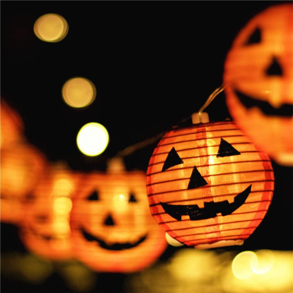 Halloween Lights, Halloween Decorations Fairy Lights 2.5M 8.2FT 10 Led Pumpkin Lanterns Battery Powered String Lights
