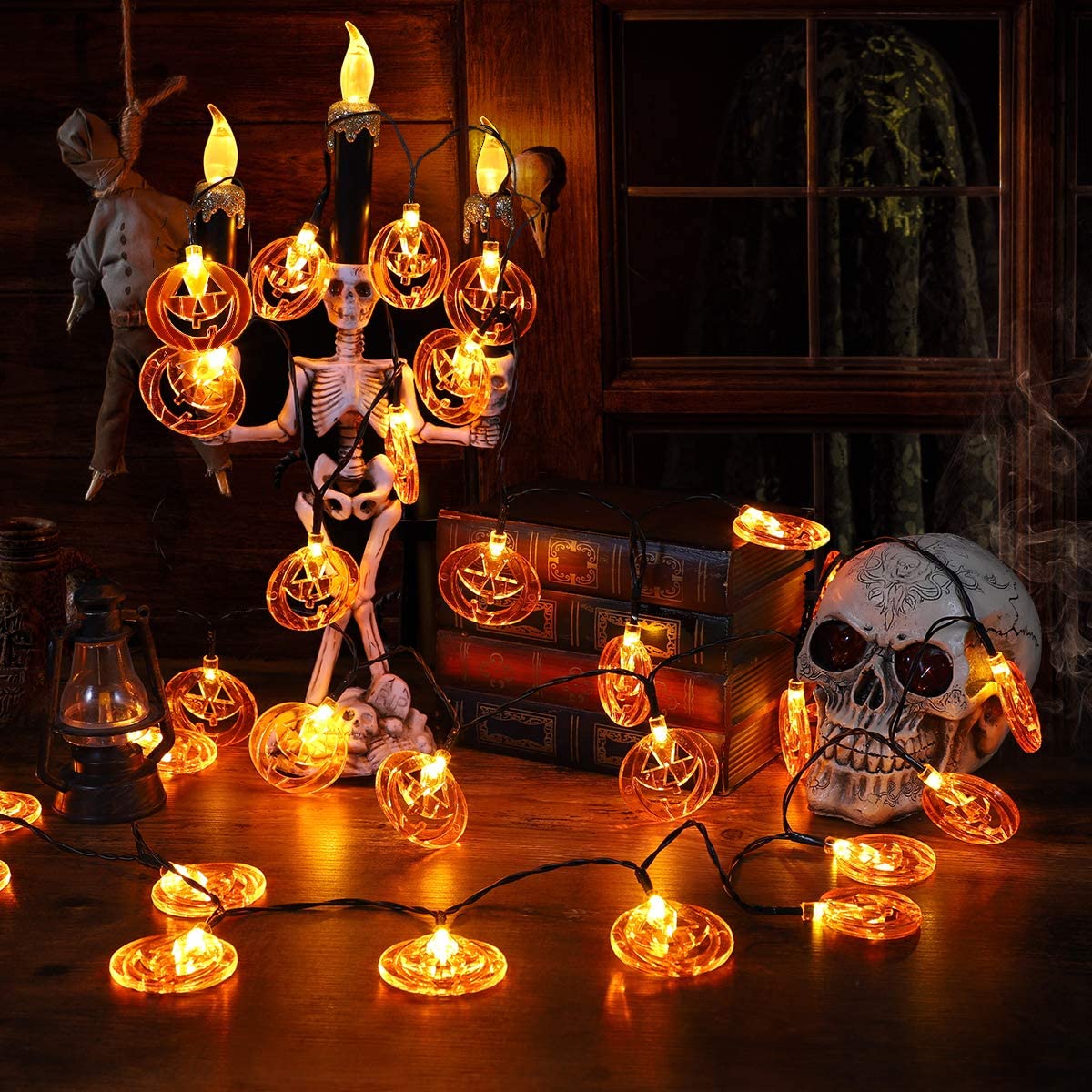 YUNLIGHTS Halloween String Lights, 11.5FT 3 Pack Halloween Decoration Lights, 3x30 LED Pumpkin Bat Ghost String Lights For Indoor Outdoor Halloween, Holiday Party Decoration