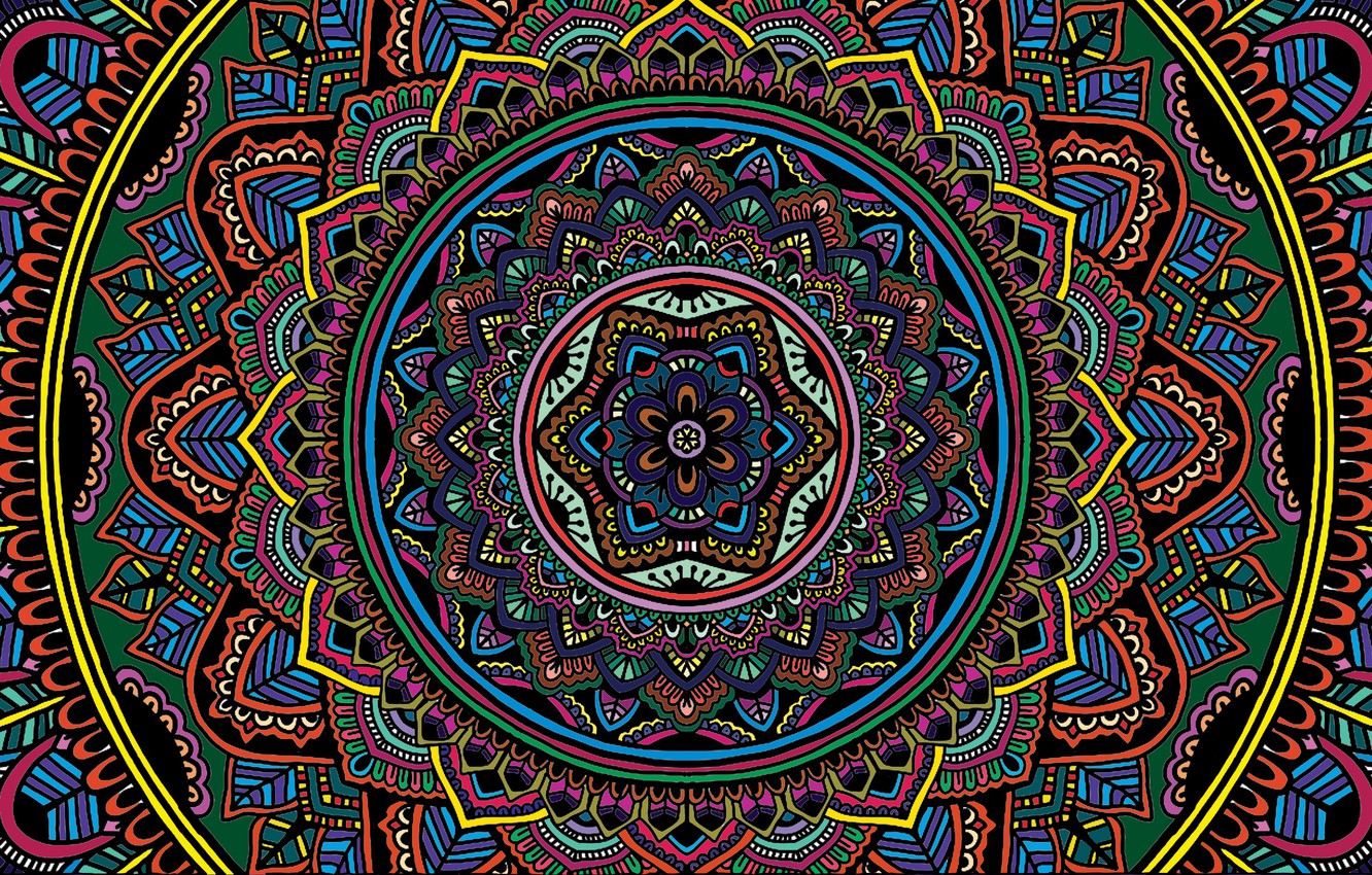 Wallpaper colorful, texture, color, selective coloring, Mandala image for desktop, section текстуры