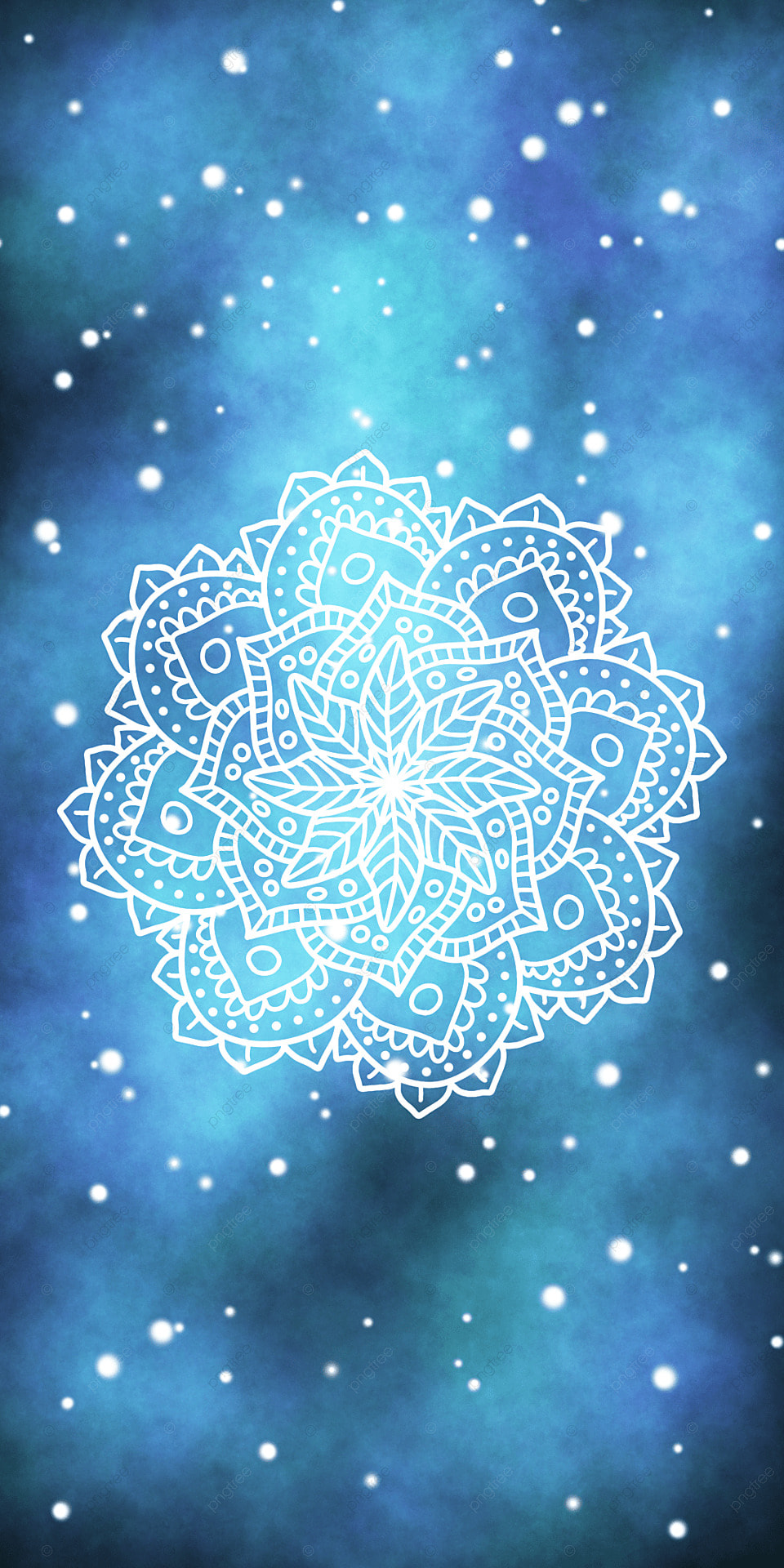 Blue Space With Stars White Mandala Wallpaper, Mandala Phone Wallpaper, Indian Mandala, Mandala Background Image for Free Download