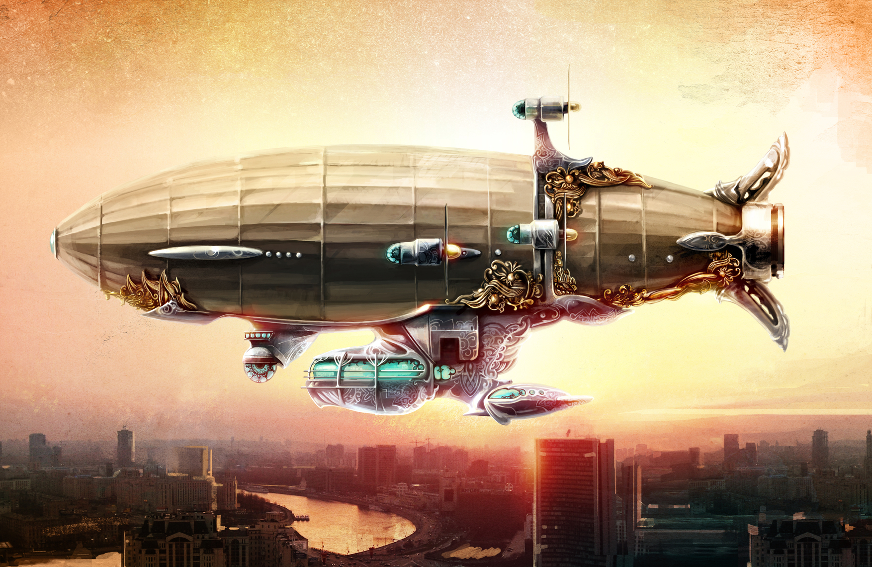 steampunk, Blimp, Sci fi, Fantasy Wallpaper HD / Desktop and Mobile Background