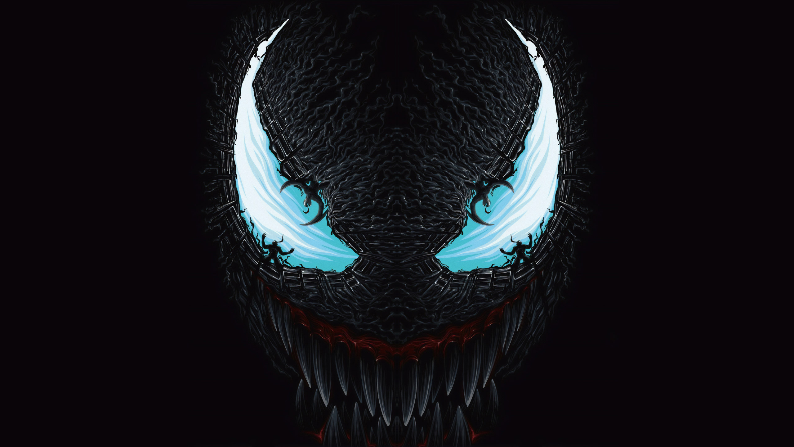 Wallpaper, Venom, artwork, simple background, Marvel Comics 2560x1440