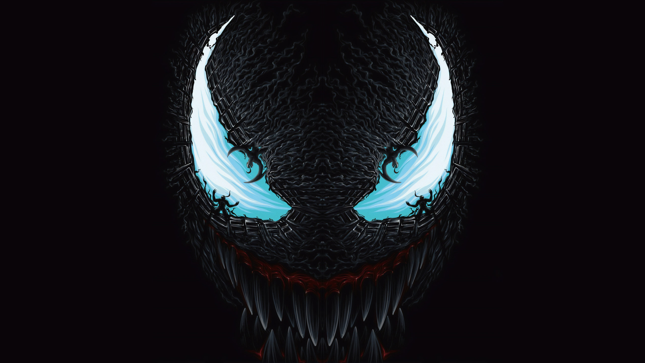 Wallpaper, Venom, artwork, simple background, Marvel Comics 2560x1440