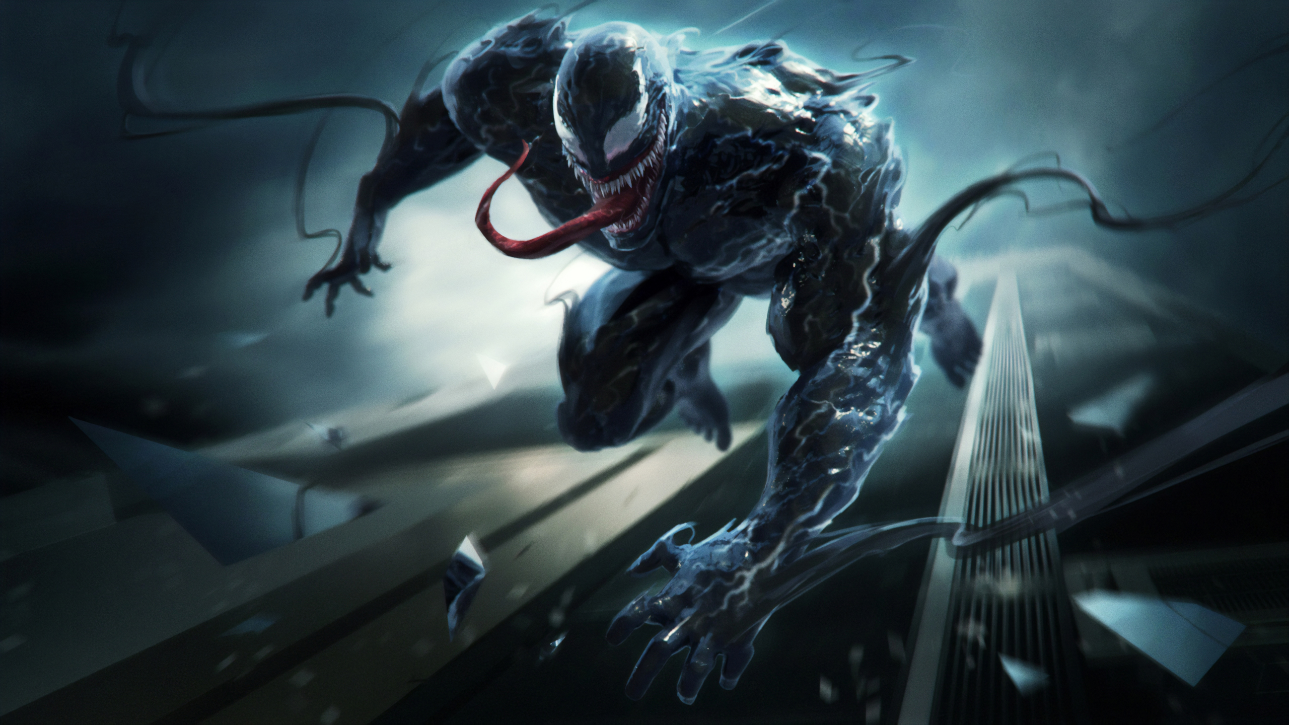 Download 2560x1440 wallpaper venom, villain, artwork, 2018, dual wide, widescreen 16:9, widescreen, 2560x1440 HD image, background, 16204