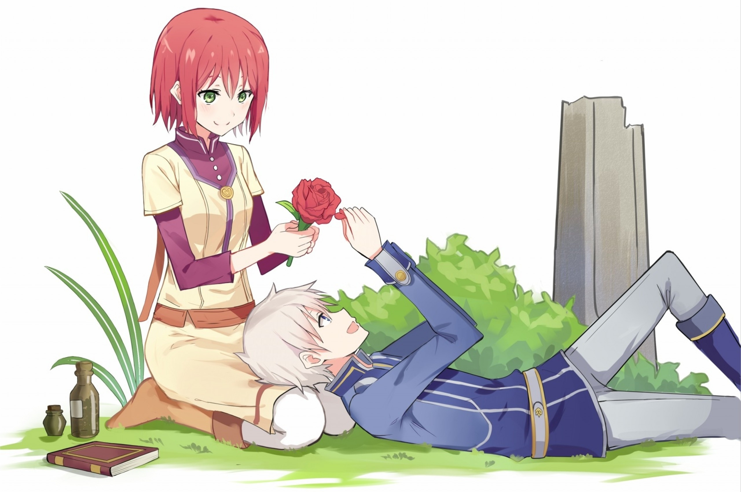 Download 2560x1700 Akagami No Shirayuki Hime, Shirayuki, Wistalia Clarines Zen, Couple, Romance, Lap Pillow Wallpaper For Chromebook Pixel
