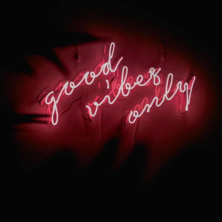 Good Vibes Only Led Signage, Text, Red, Western Script