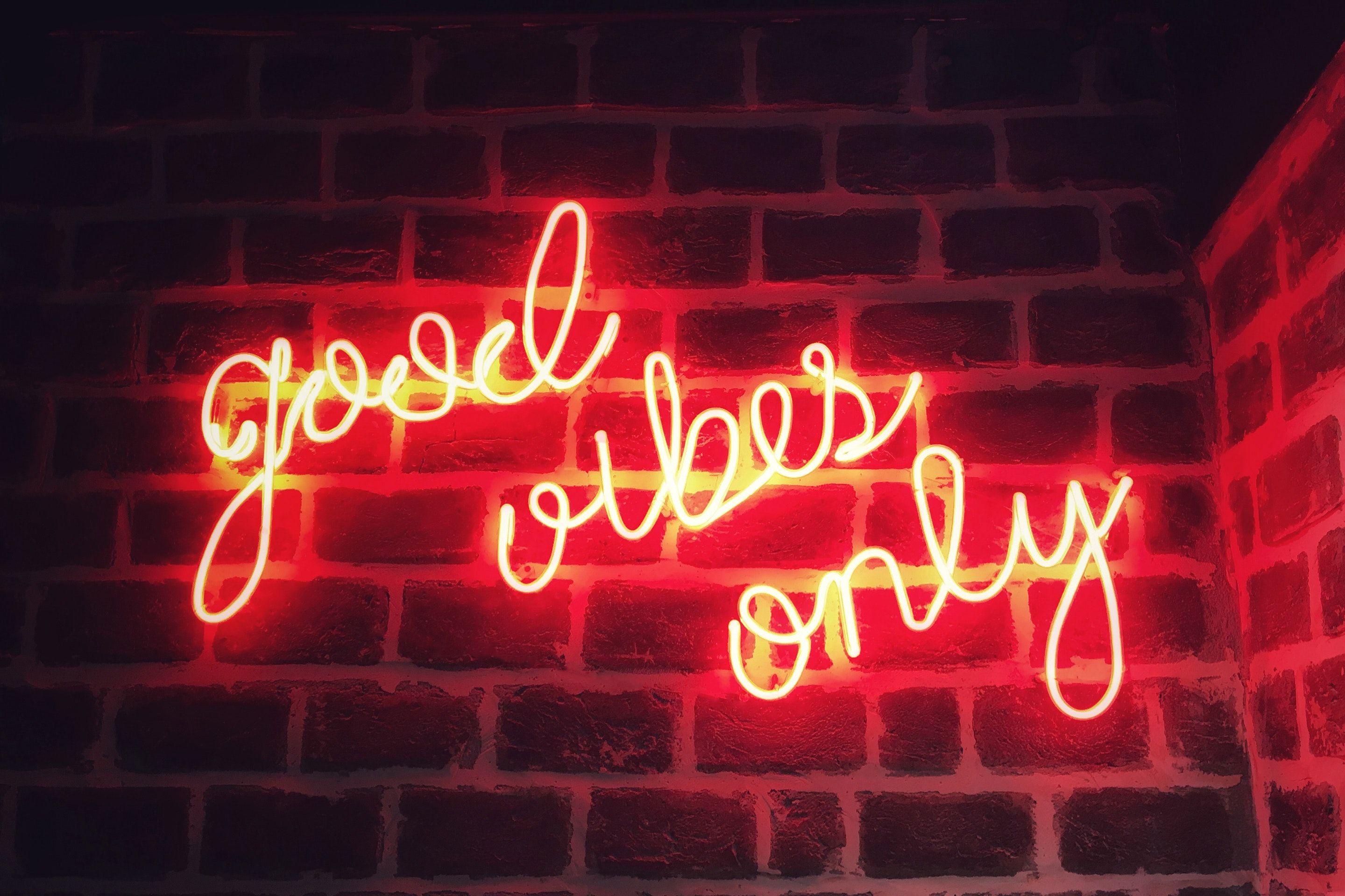 Download Good Vibes Only Neon Red Aesthetic Vibes Wallpaper