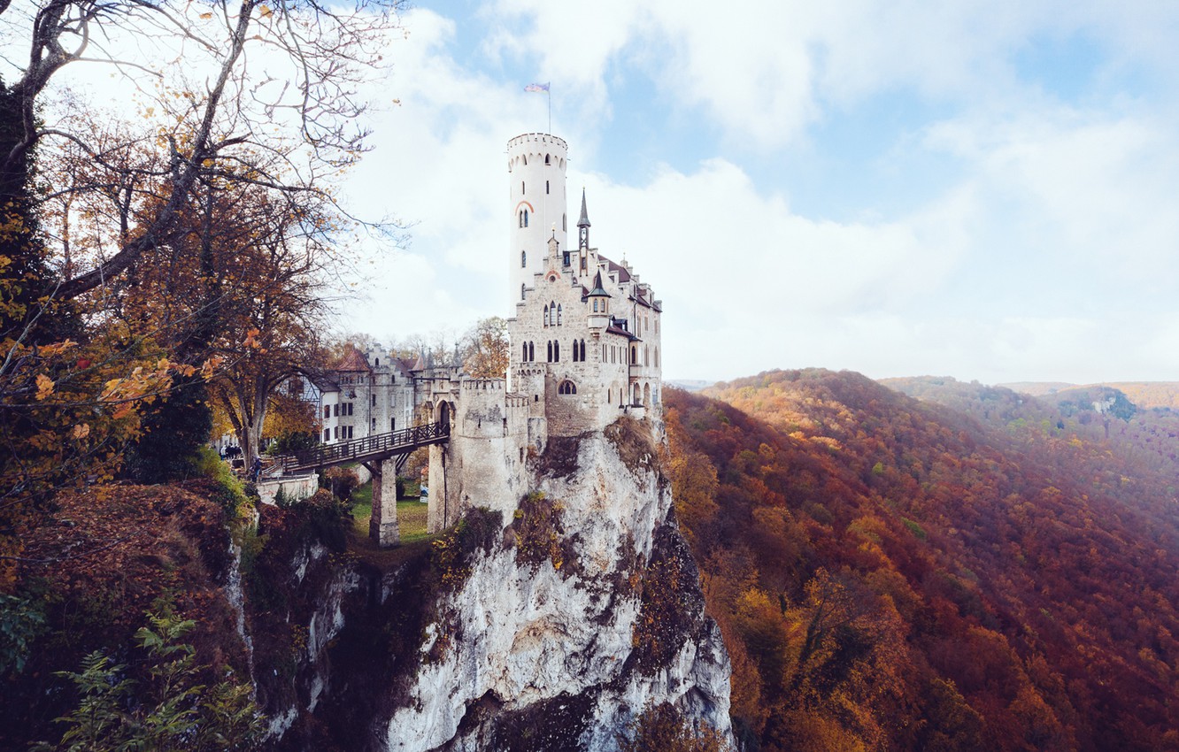Wallpaper Germany, autumn, castle, Lichtenstein image for desktop, section пейзажи