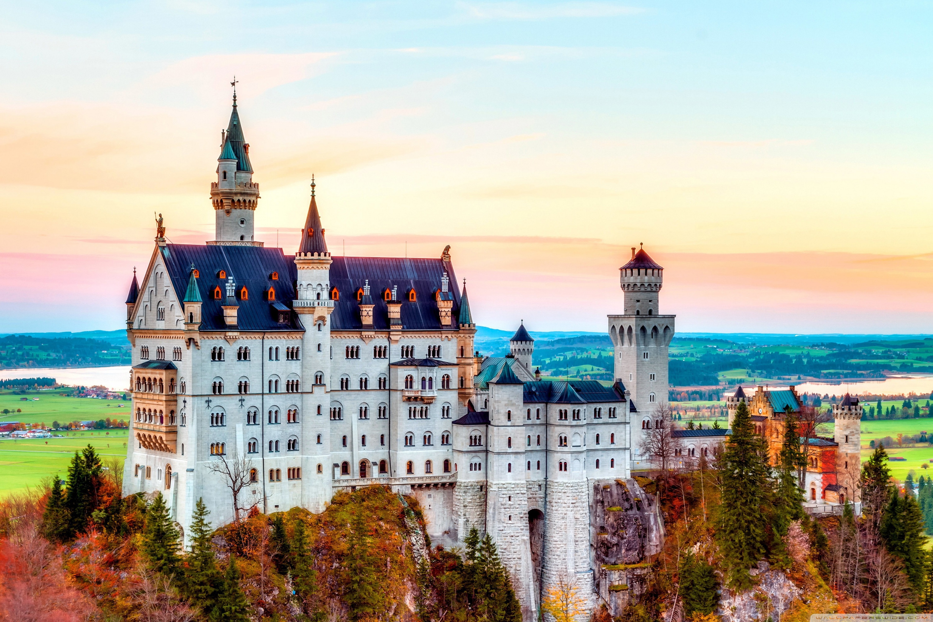 Neuschwanstein Castle, Germany, Autumn Ultra HD Desktop Background Wallpaper for 4K UHD TV, Tablet