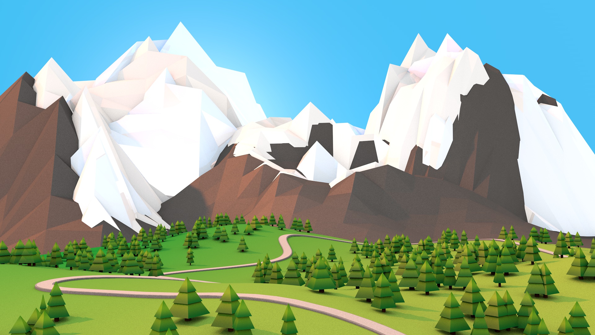 Low Poly Mountains HD Wallpaper