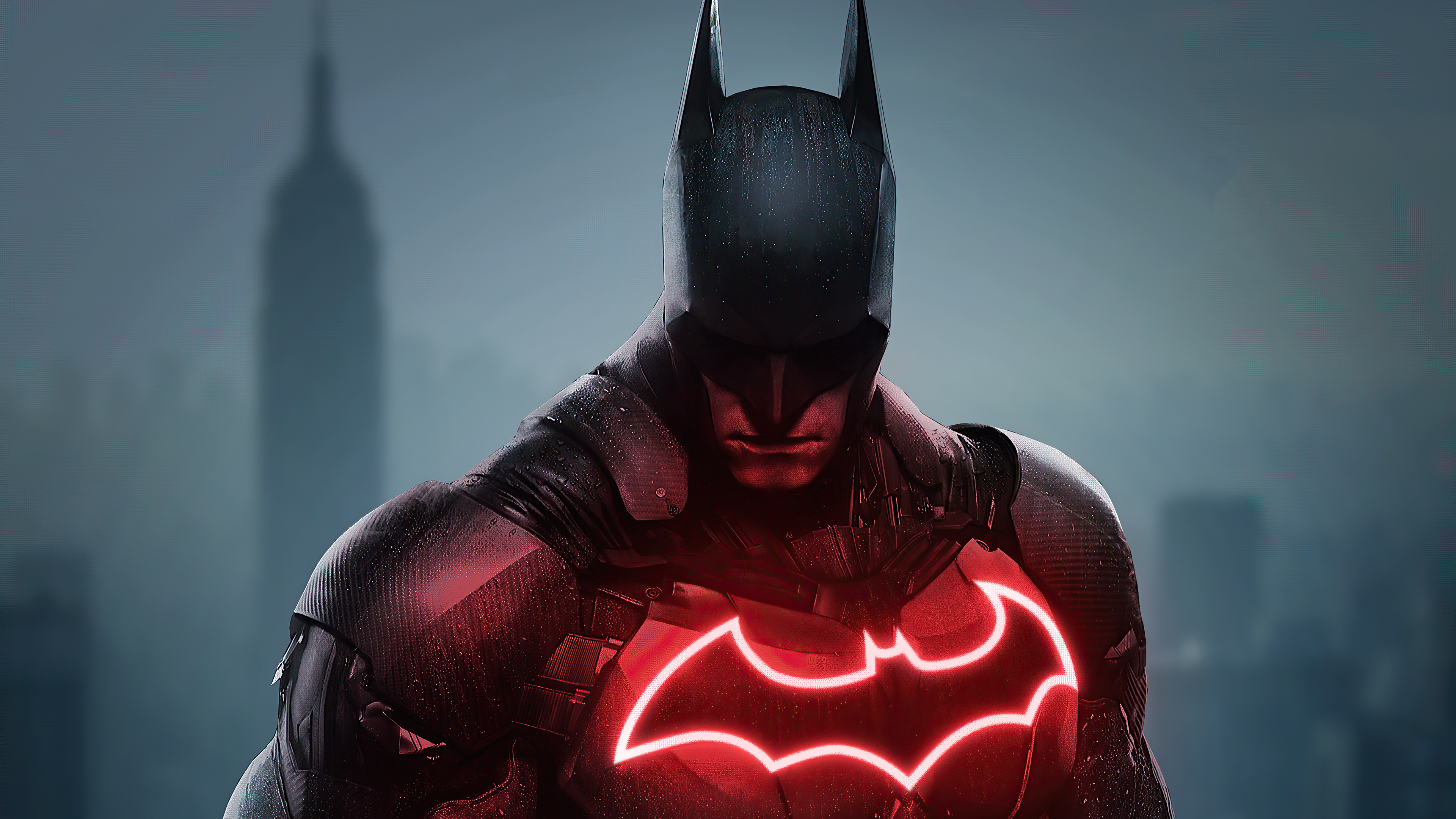Download Black And Red Aesthetic 4K Gotham Batman Wallpaper