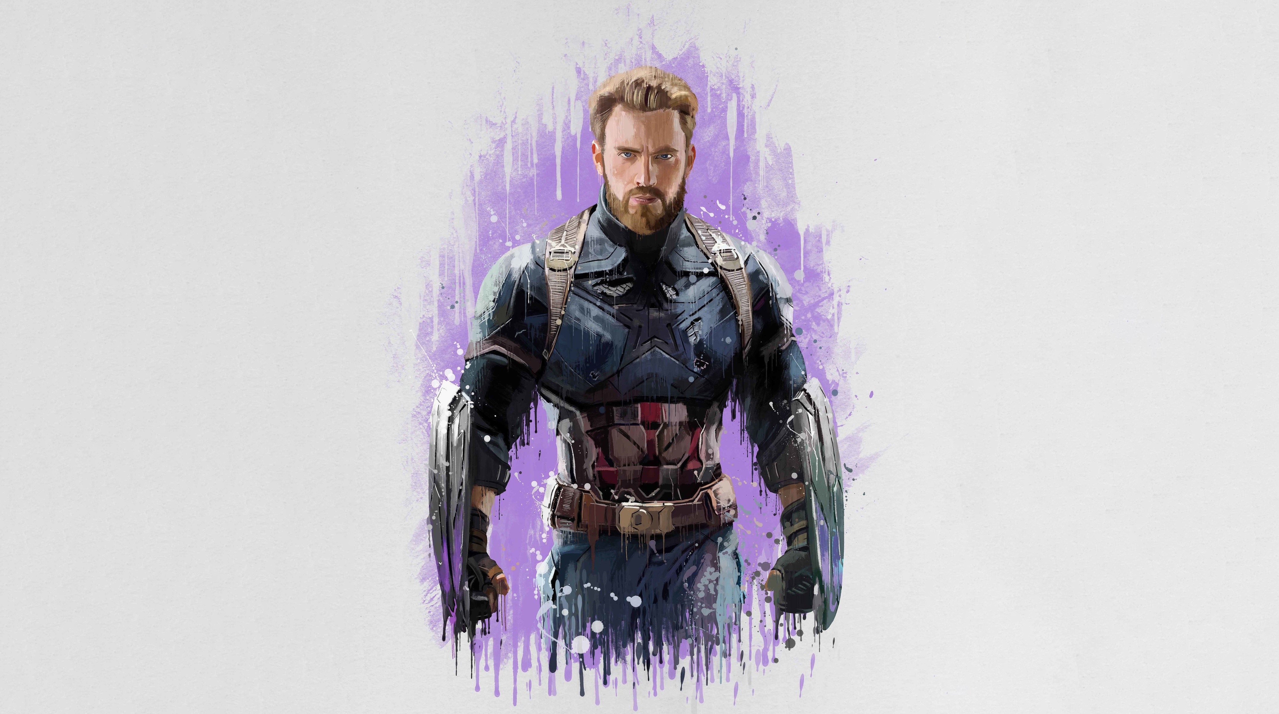 4K, Avengers: Infinity War, Captain America hero, Painting Art, Chris Evans. Mocah HD Wallpaper