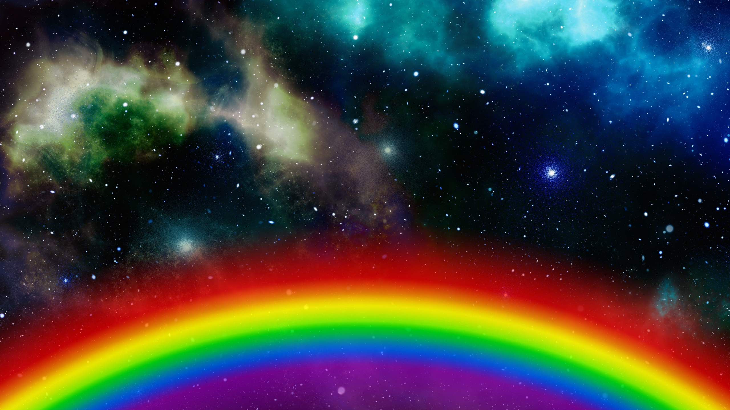 Download Rainbow, colorful, space, clouds, art wallpaper, 2560x1440, Dual W...