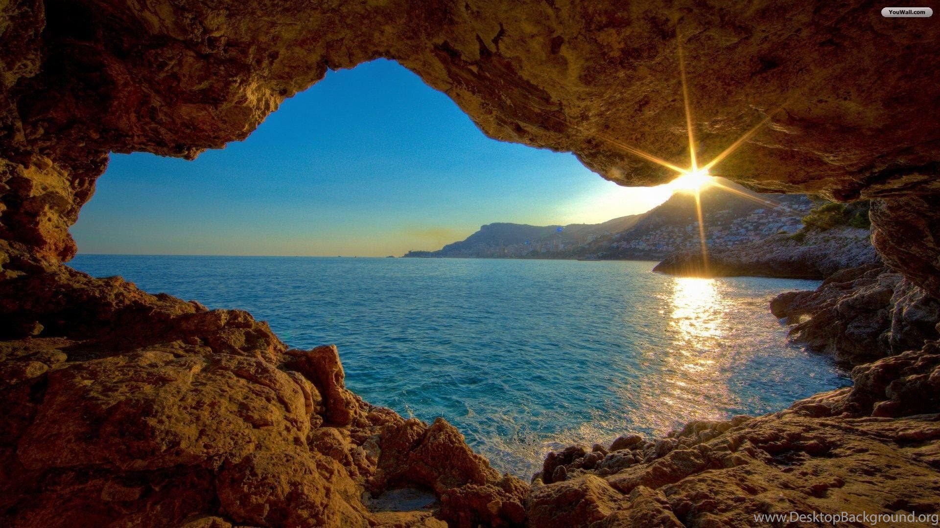 YouWall Sea Cave Sunset Wallpaper Wallpaper, wallpaper, free. Desktop Background