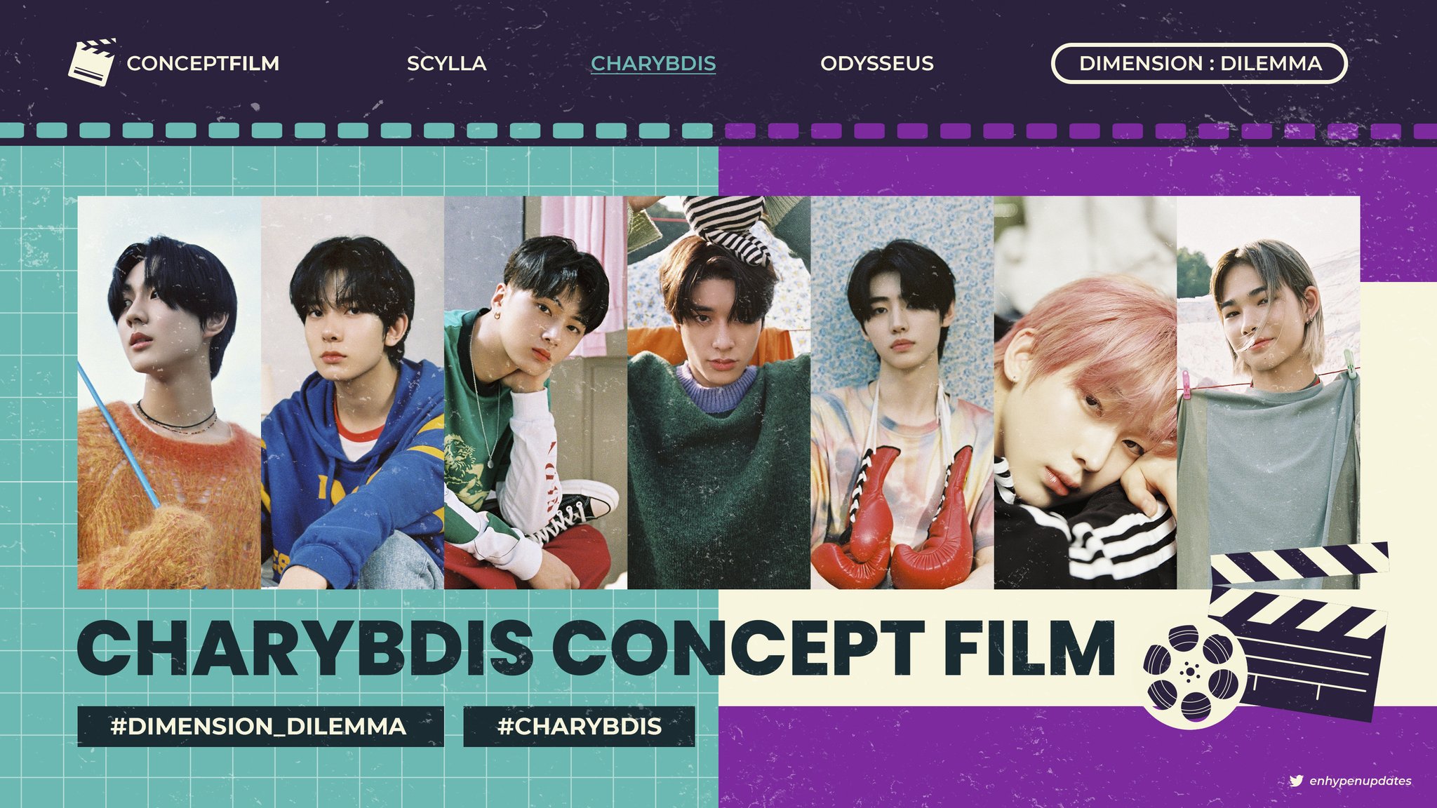 ENHYPEN UPDATES! 30 minutes left until the release of the concept film for DIMENSION, DILEMMA's Charybdis version. Are you ready to welcome a new world with ENHYPEN?