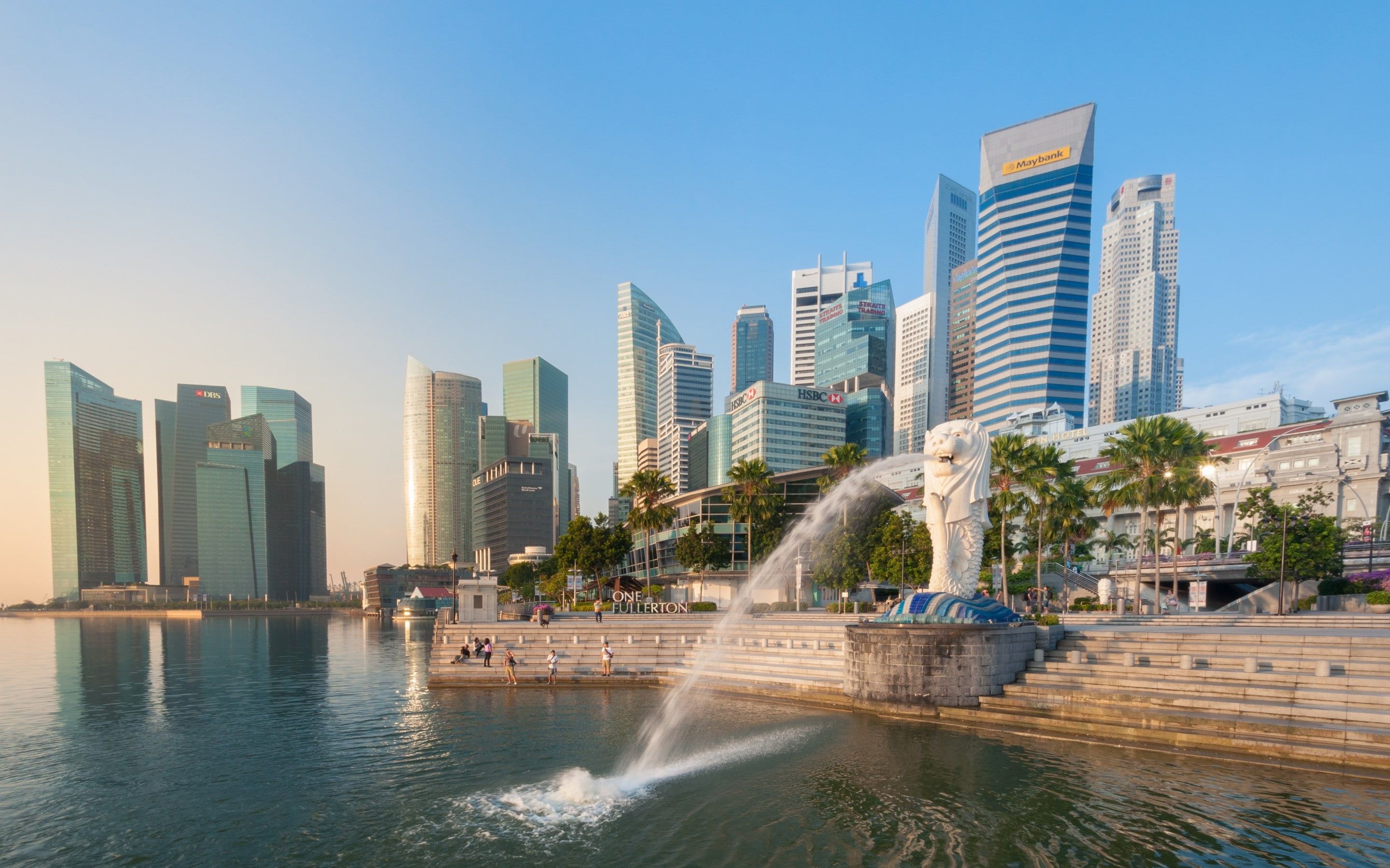 Merlion Fountain, Marina Bay, Singapore Merlion Fountain Marina Bay #Singapore #fountain #bay #quay #stairs. Sands hotel singapore, HD wallpaper, Singapore hotels