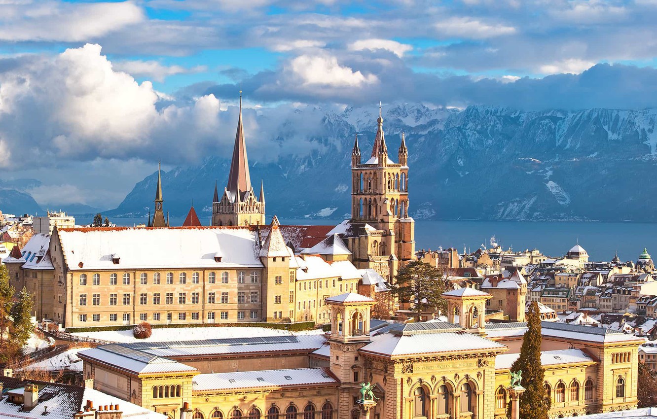 Wallpaper mountains, lake, Switzerland, Alps, Lausanne image for desktop, section город