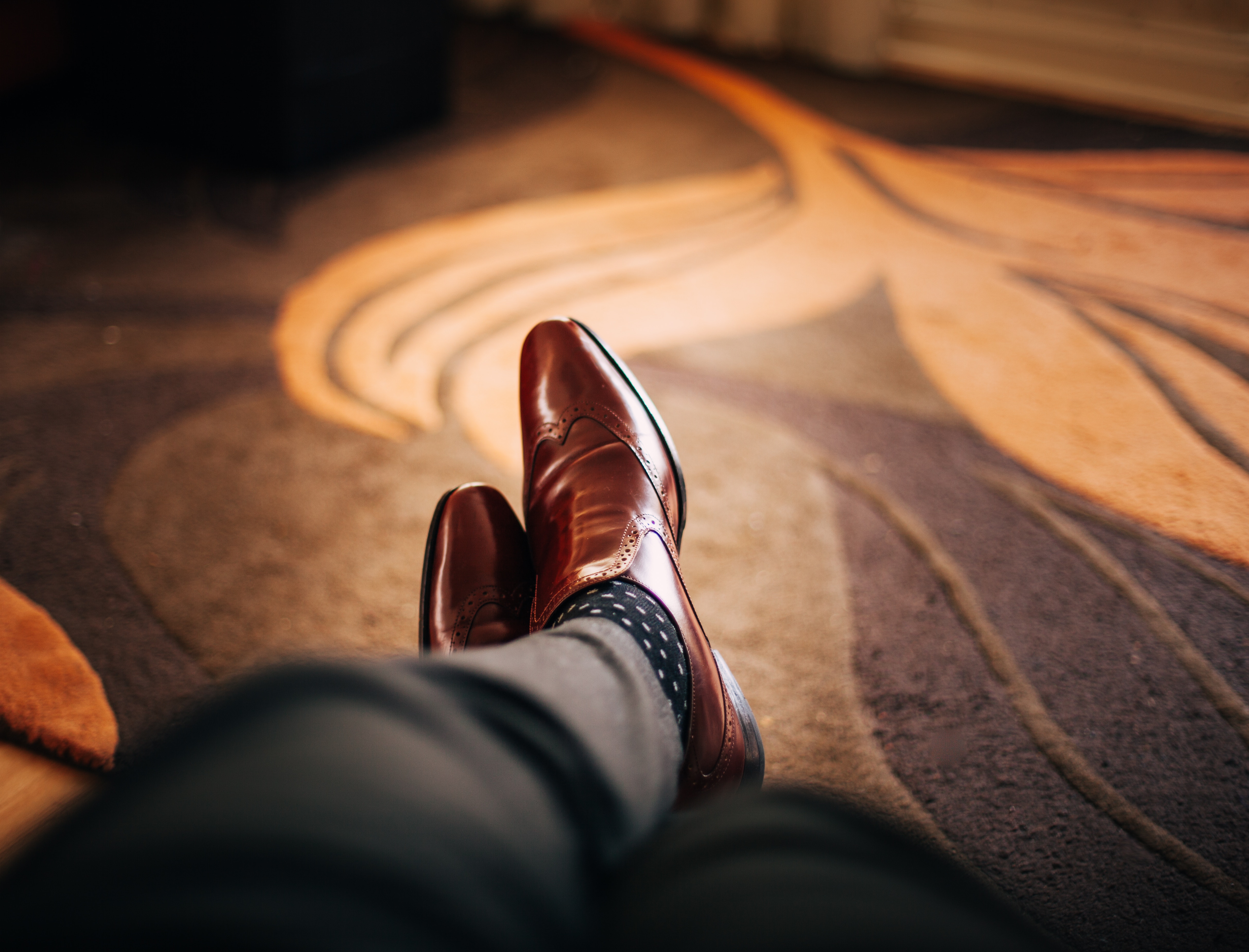 4853x3699 #carpet, #brougue, #sock, #fashion, #brown leather shoes, #sitting, #office shoes, #brown, #Free , #leather, #male, #office, #feet, #leg, #legs crossed, #living, #man, #rug, #shoes, #shoe, #carpet floor