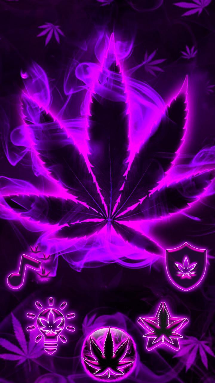 Purple Neon Weed Rasta Theme for Android