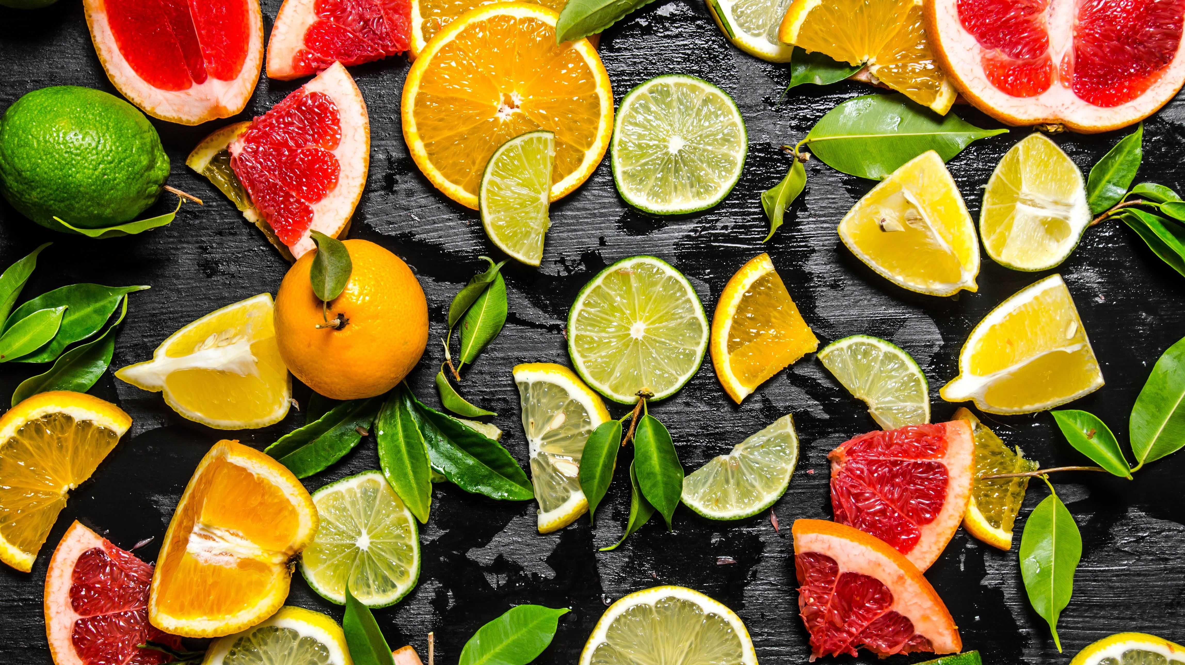 variety of sliced fruits #background #orange #lime #fruit #citrus #lemons #slices #Mandarin the grapefruit K #wallpaper #hdwallpaper #deskt. Fruit, Citrus, Food