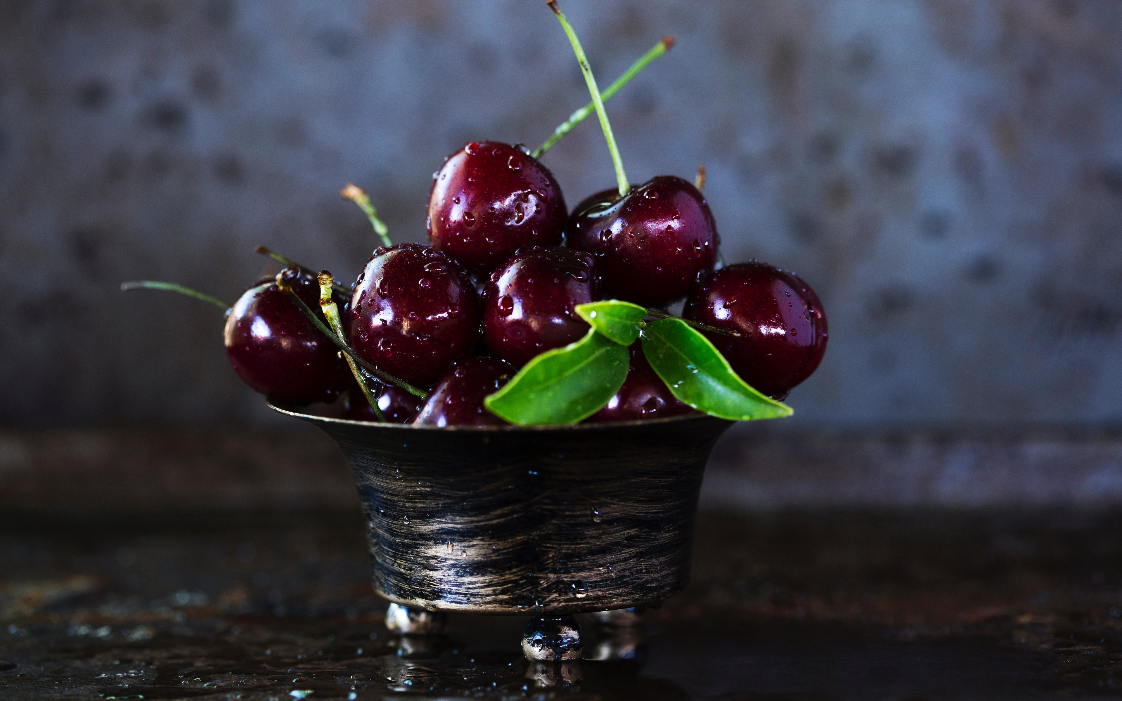 Download Bowl of cherries, fruits, fresh, water drops wallpaper, 3840x 4K Ultra HD 16: Widescreen